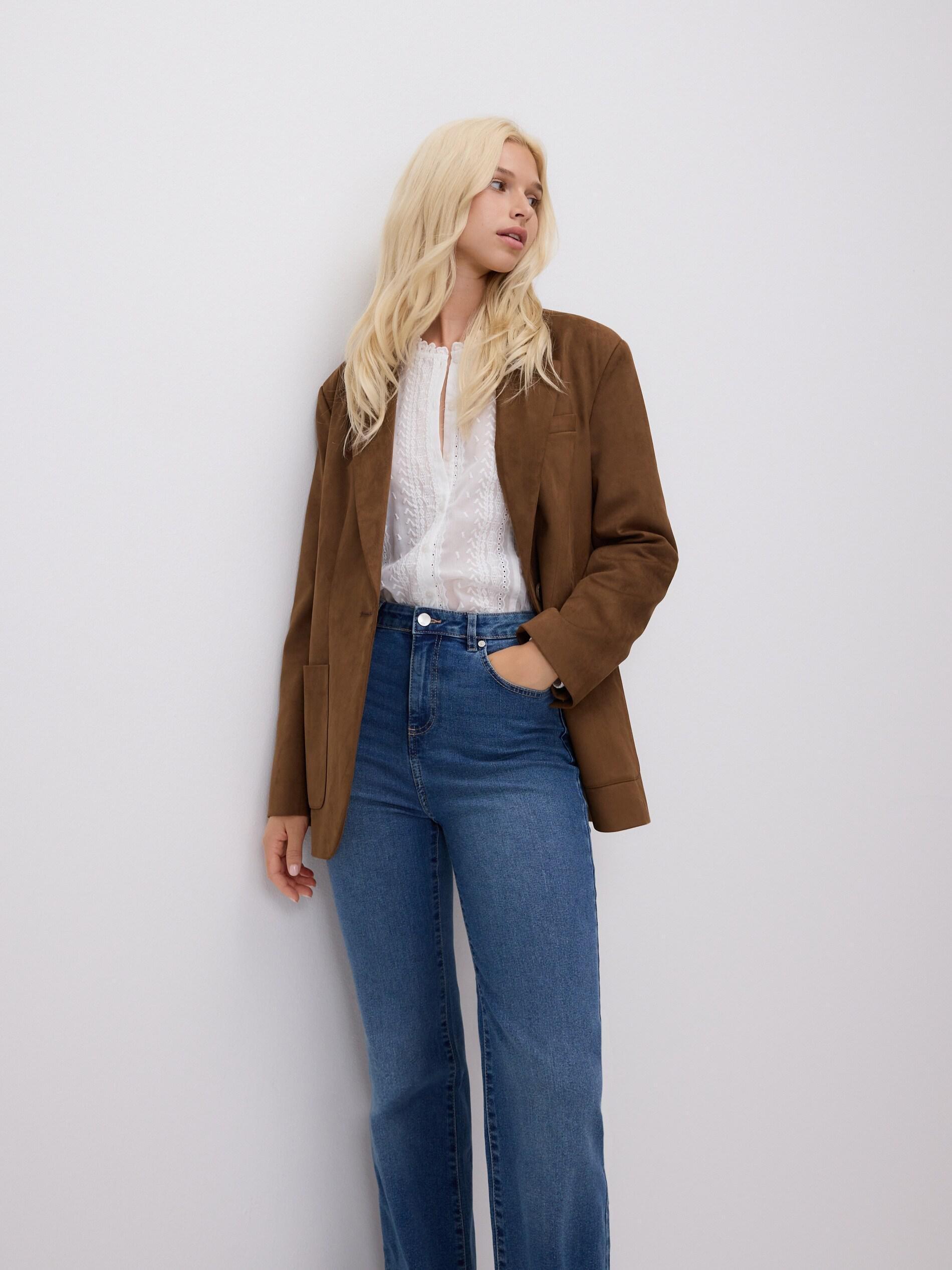 Blue High Waist Flare Jeans, Blue, medium