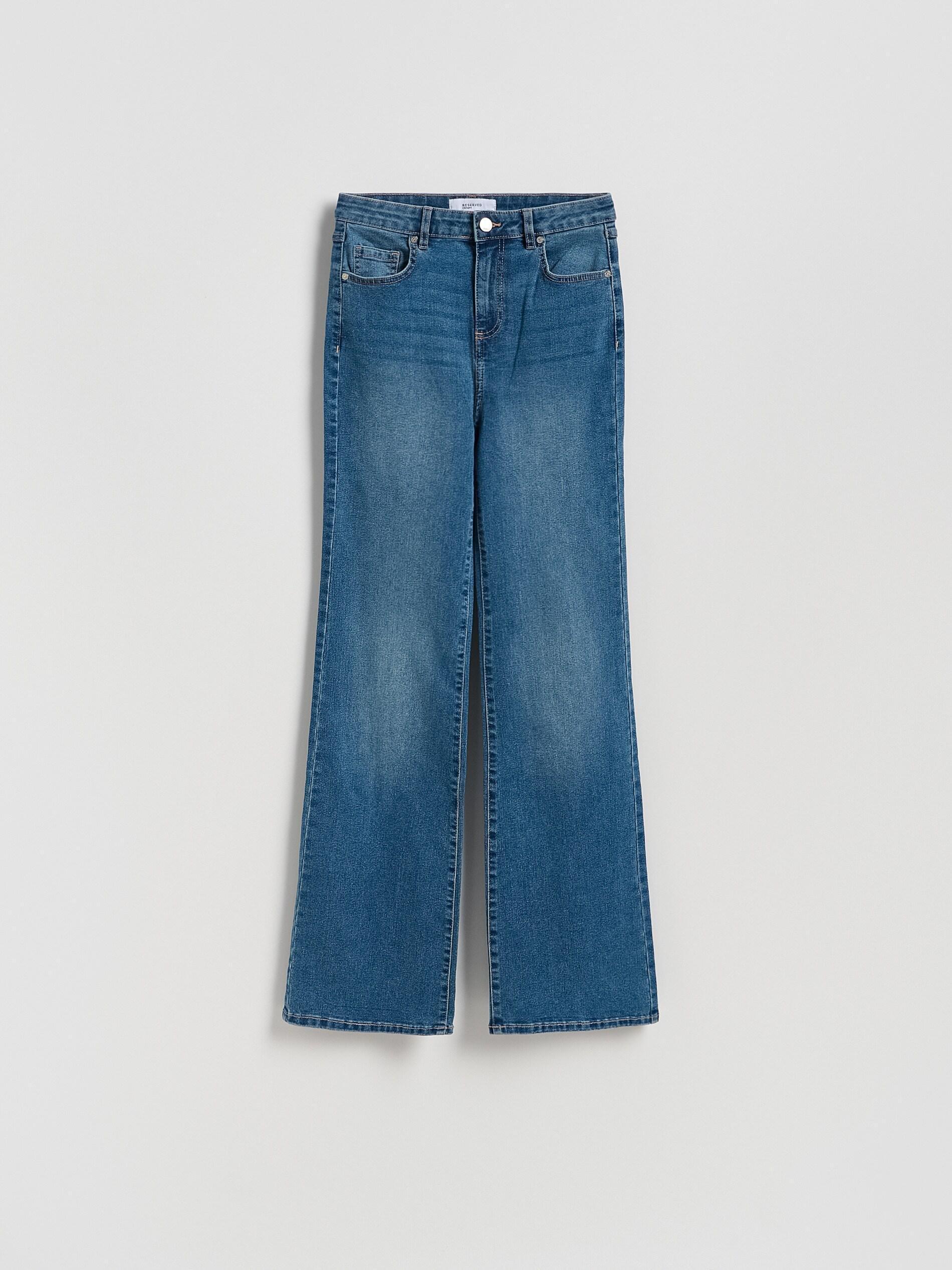 Blue High Waist Flare Jeans, Blue, large image number 4