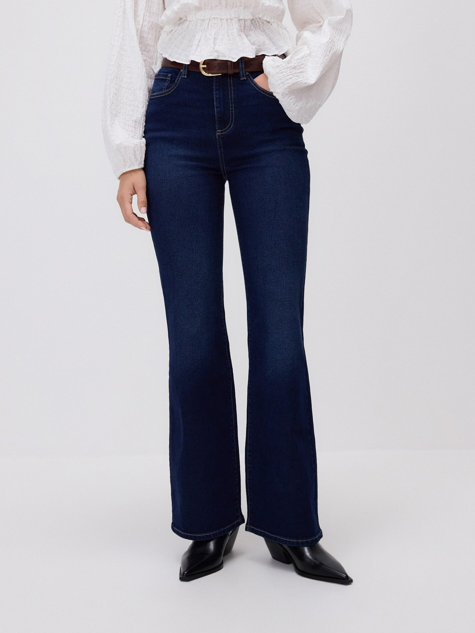 Navy High Waist Flare Jeans, Navy, large image number 1