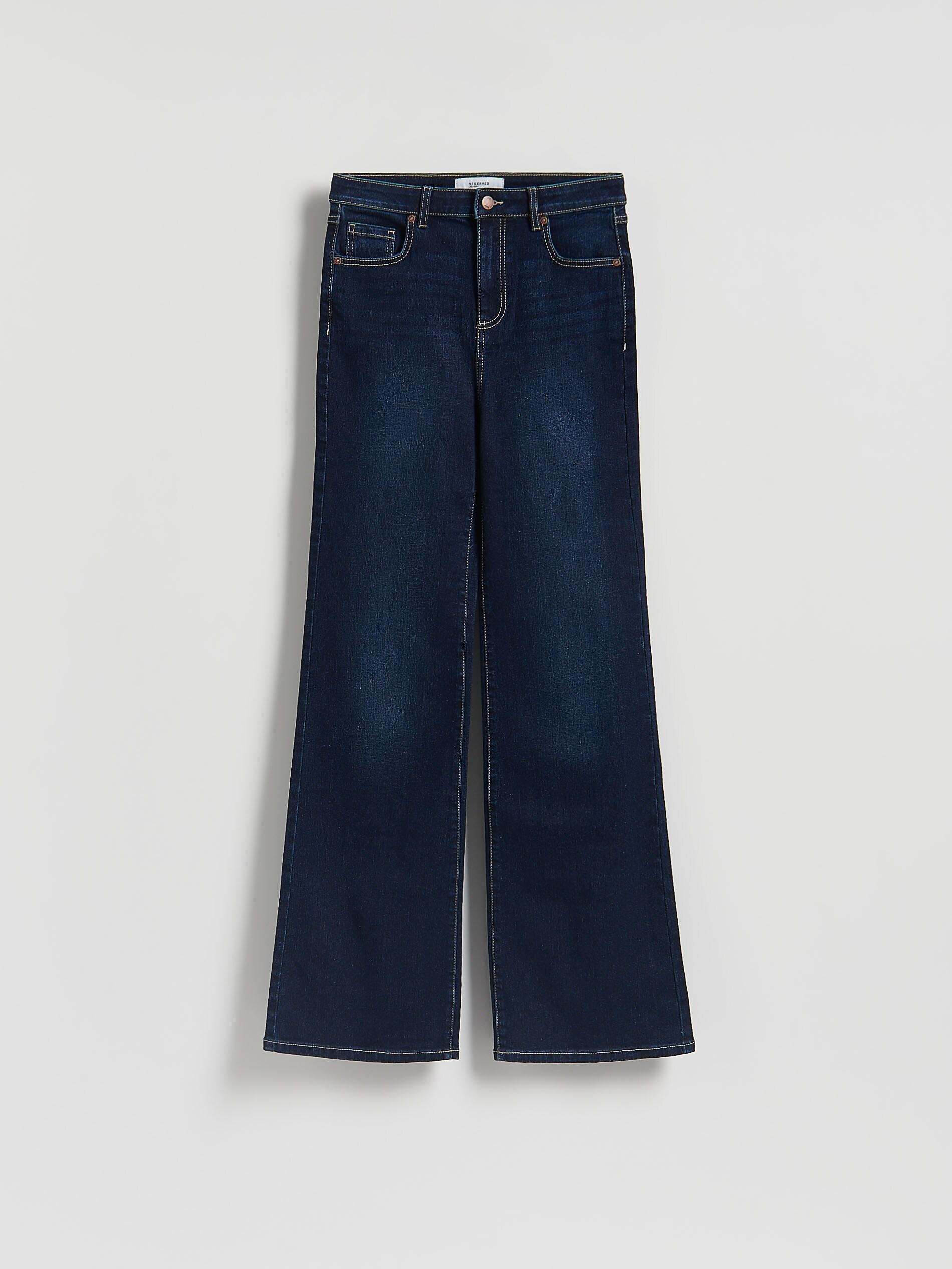 Navy High Waist Flare Jeans, Navy, large image number 4