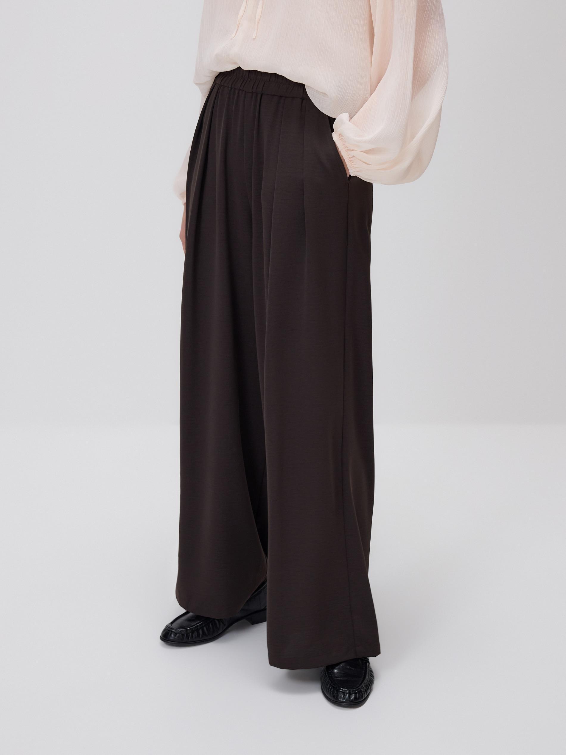 Brown Wide Leg Trousers, Brown, large image number 0