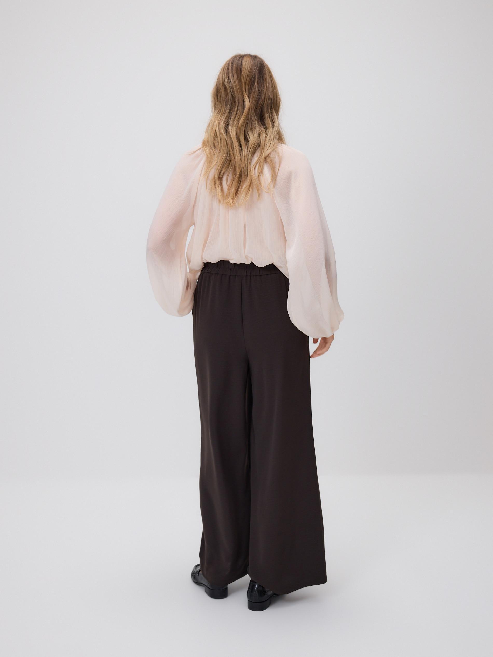 Brown Wide Leg Trousers, Brown, large image number 3