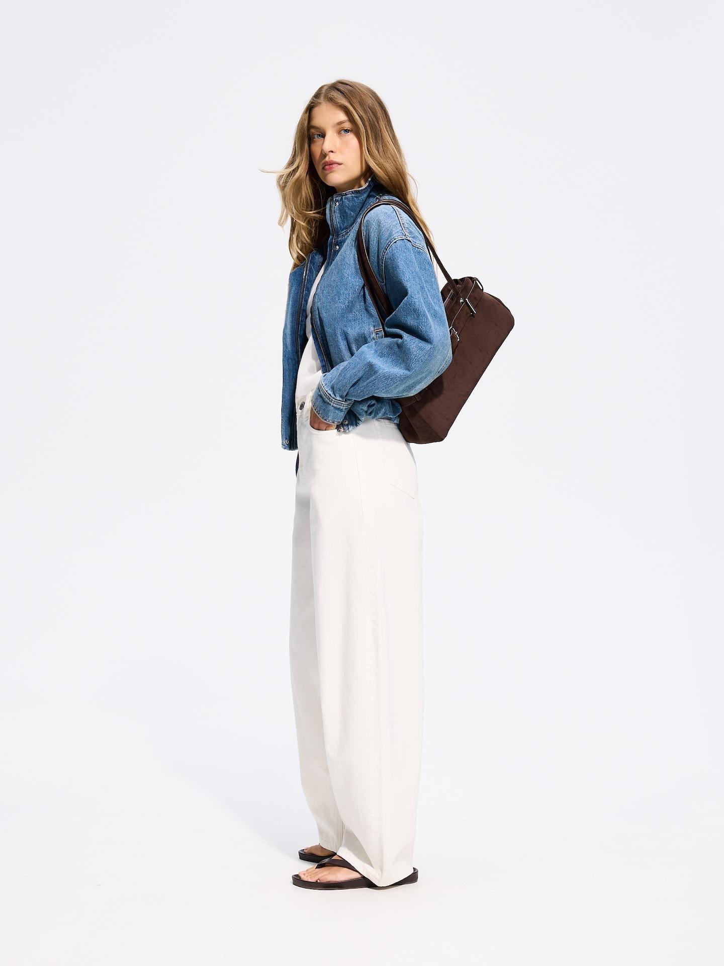 White Barrel Leg Jeans, White, medium