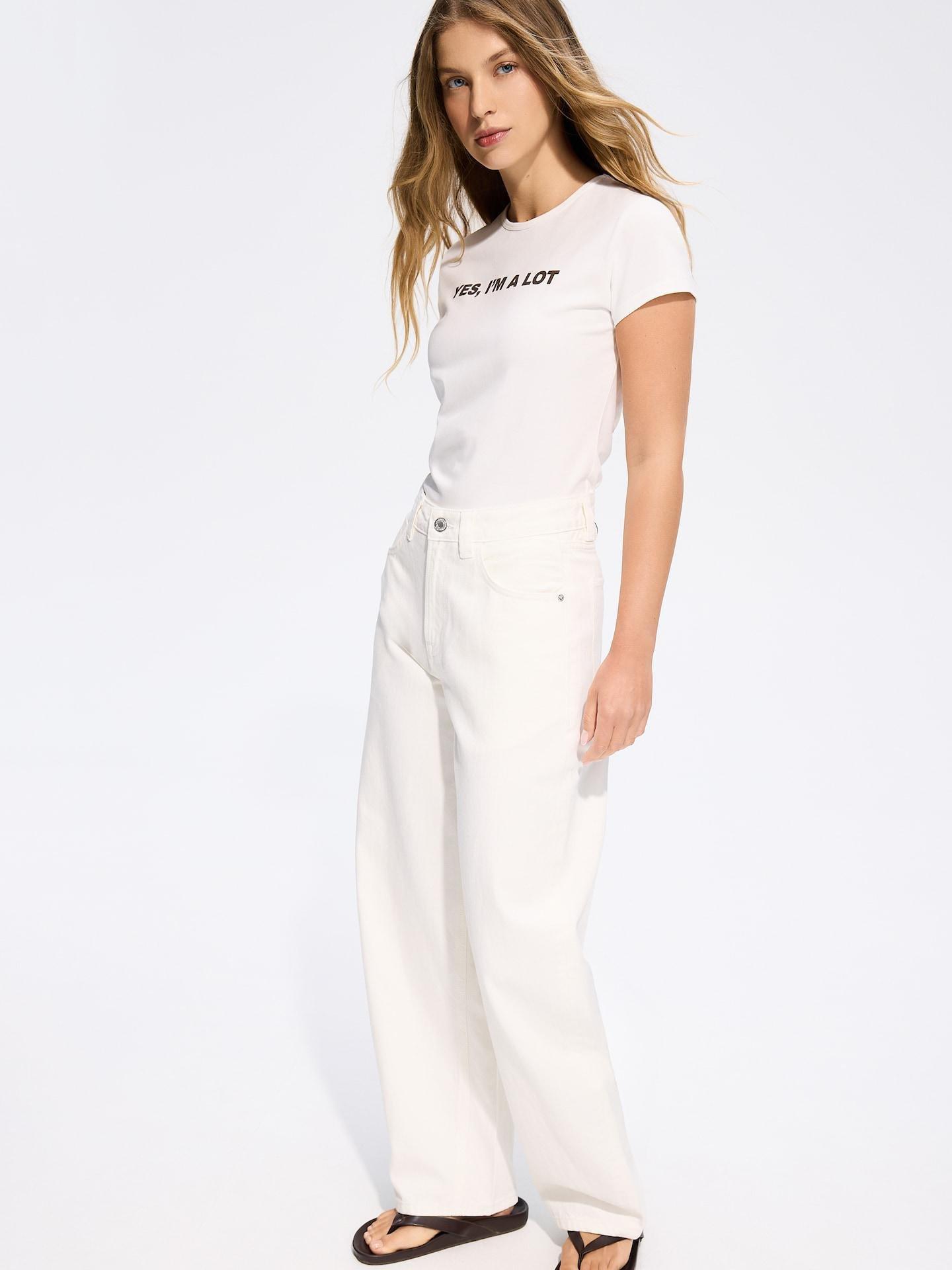 White Barrel Leg Jeans, White, medium