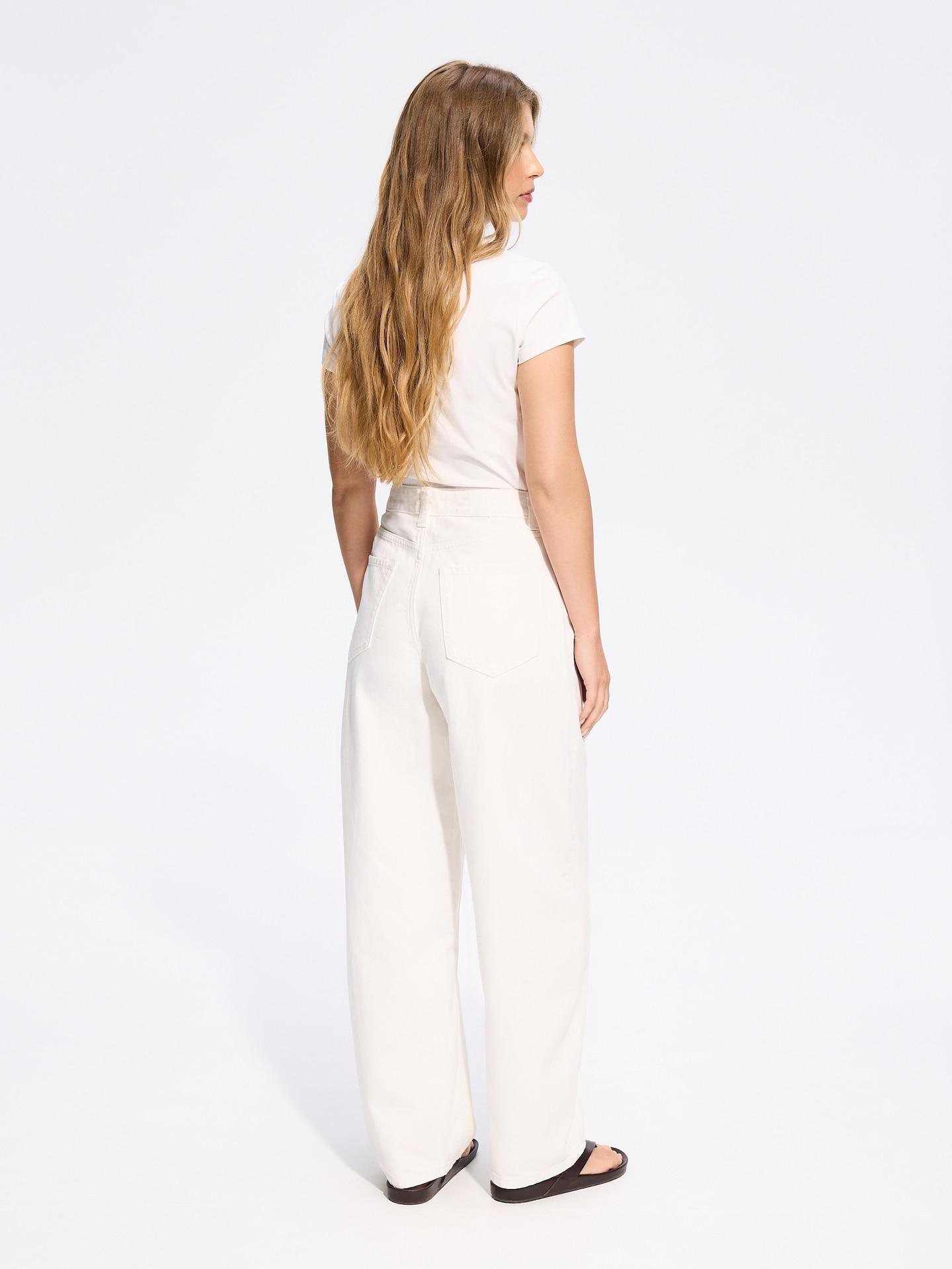 White Barrel Leg Jeans, White, large image number 3