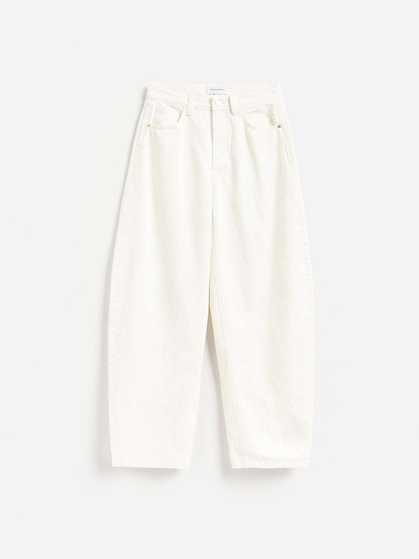 White Barrel Leg Jeans, White, large image number 4