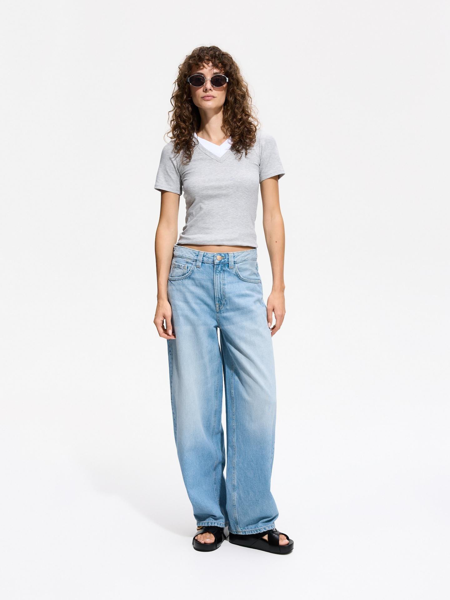 Blue Barrel Leg Jeans, Blue, medium
