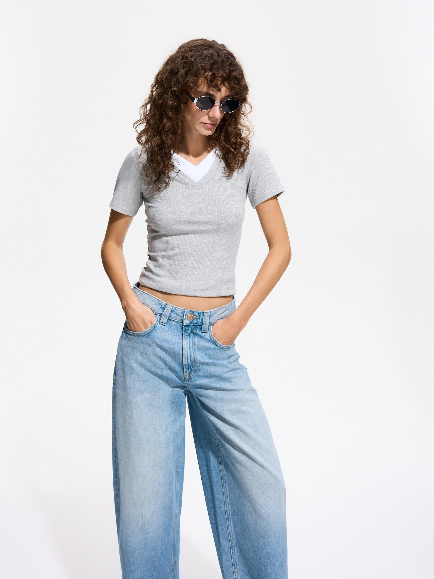Blue Barrel Leg Jeans, Blue, medium