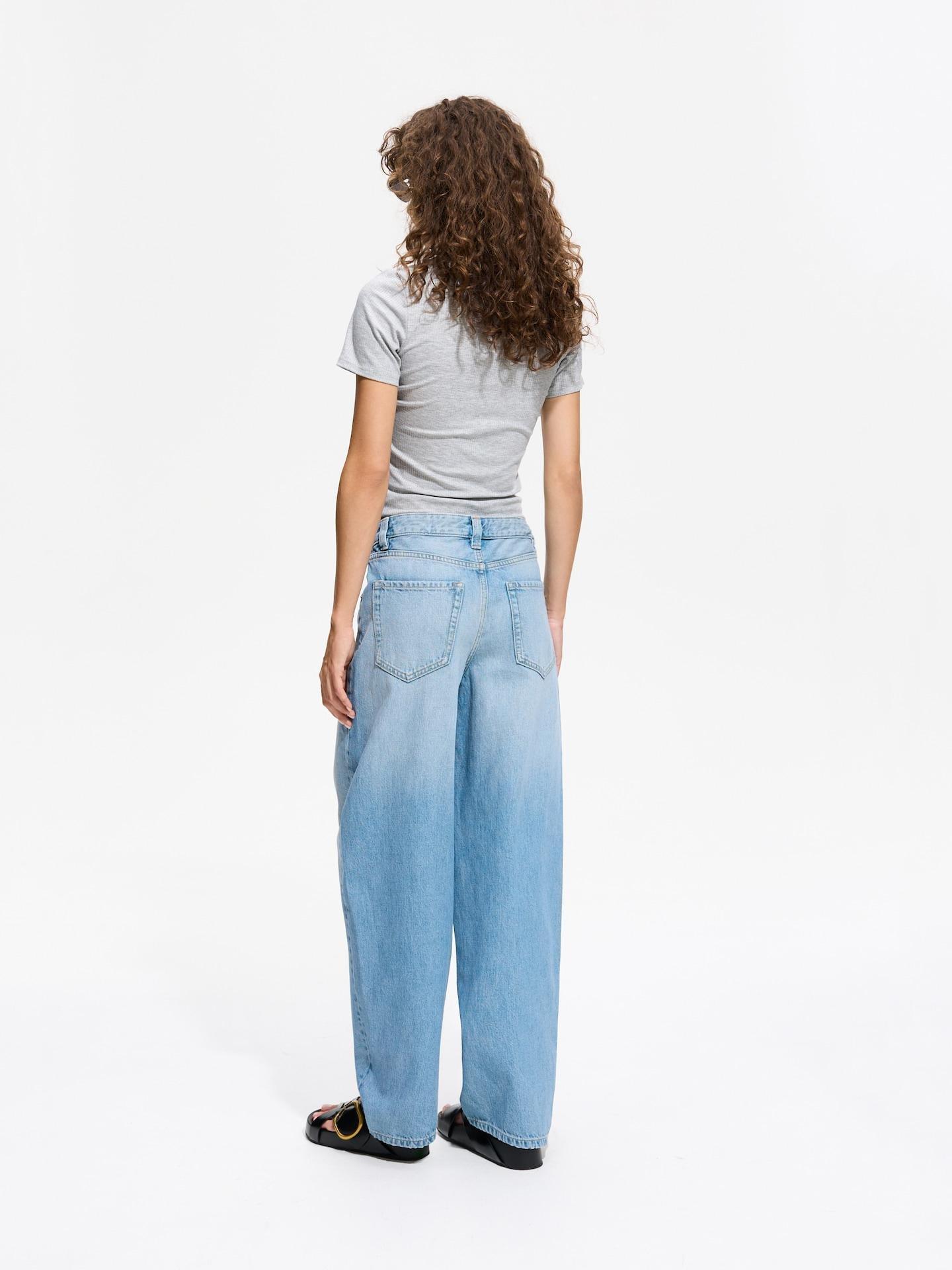 Blue Barrel Leg Jeans, Blue, large image number 3