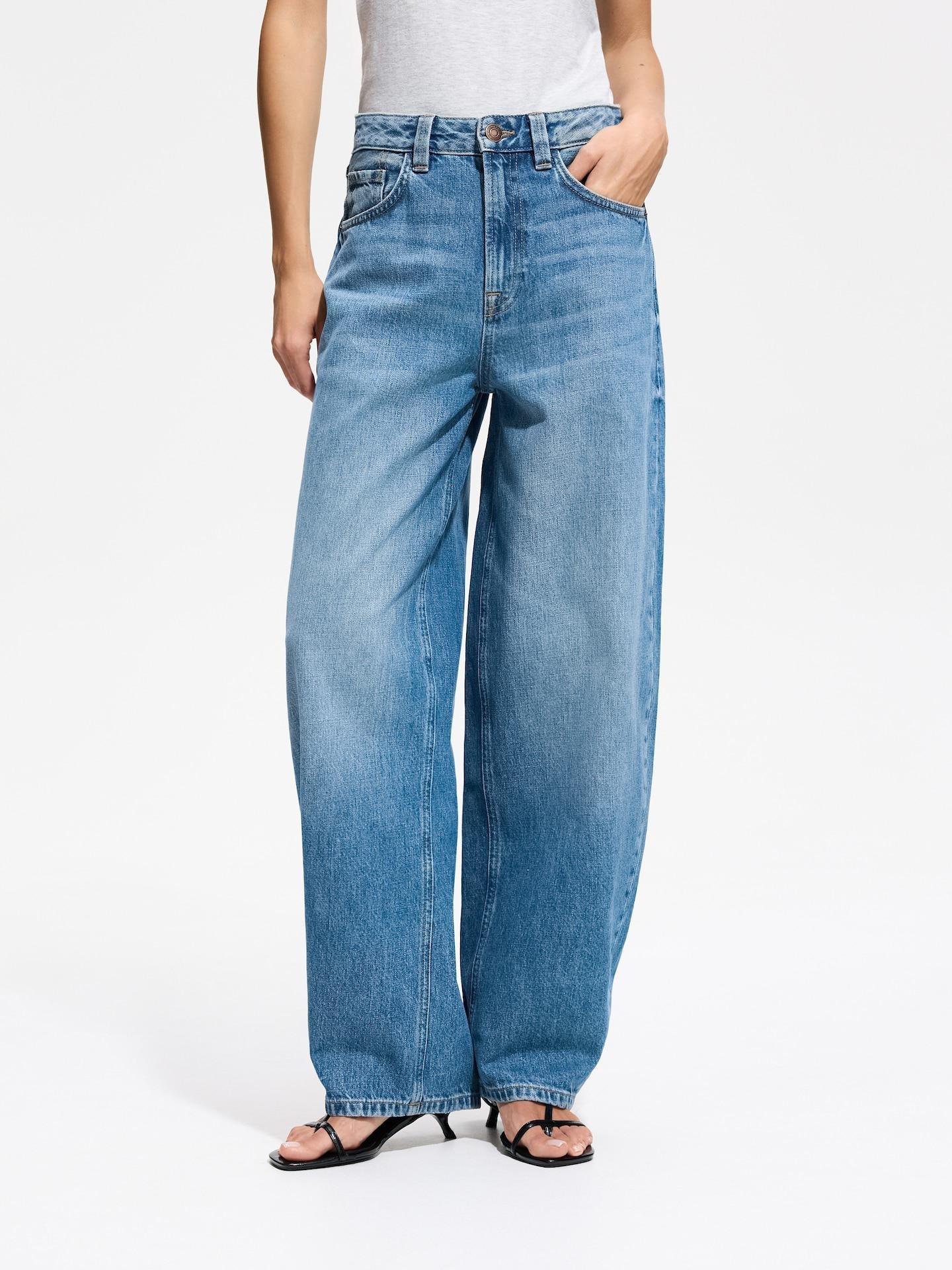 Blue Jeans Barrel Leg Jeans, Blue, medium