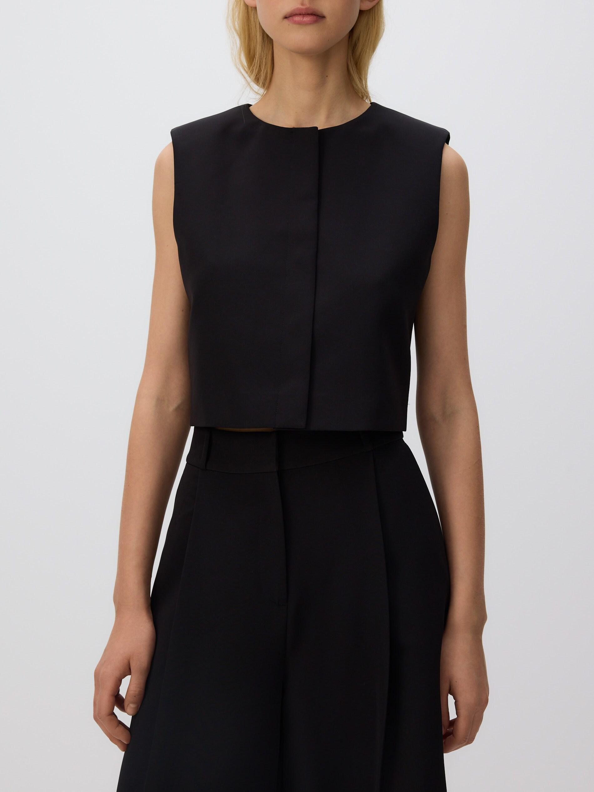 Black Boxy Vest, Black, medium