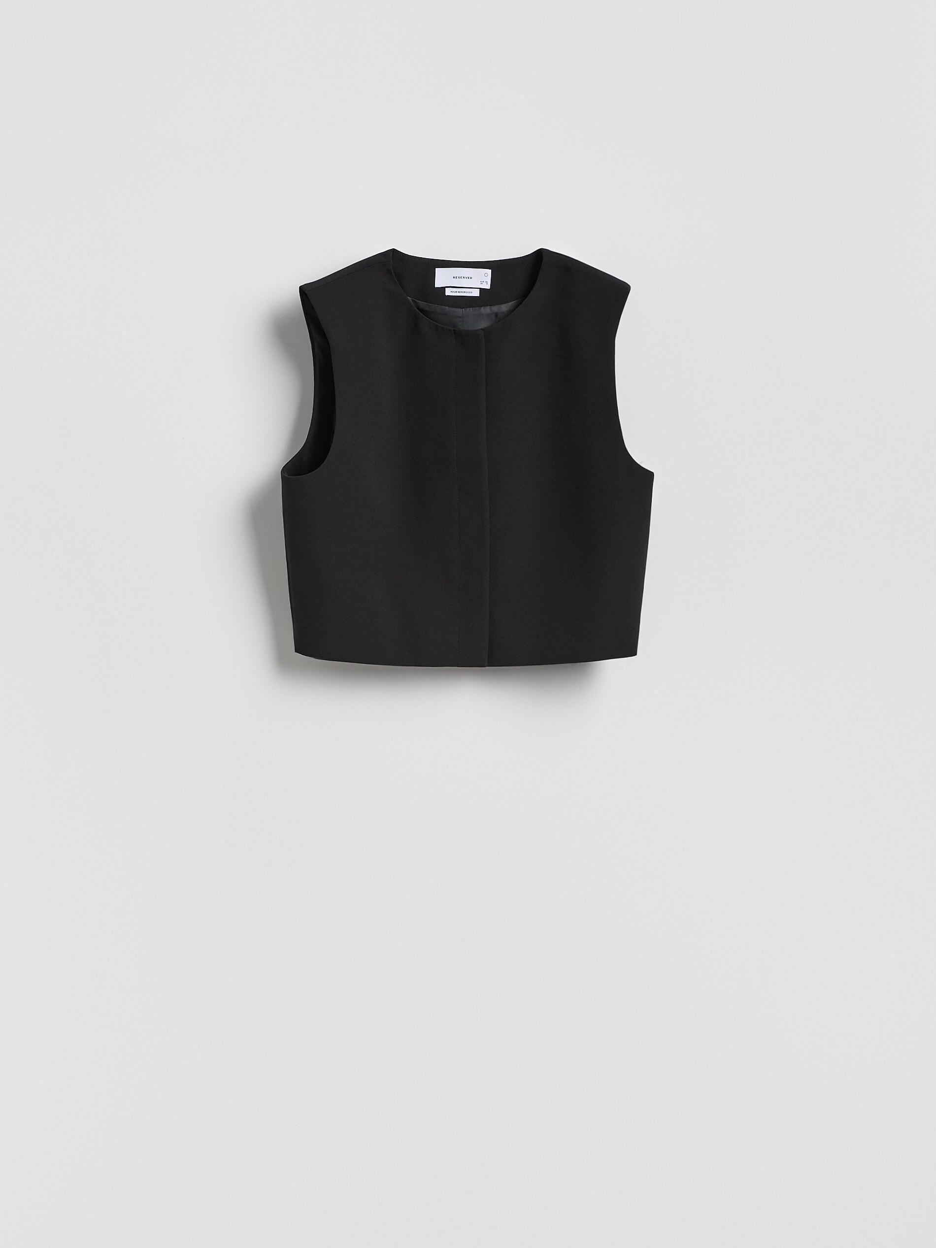 Black Boxy Vest, Black, large image number 3