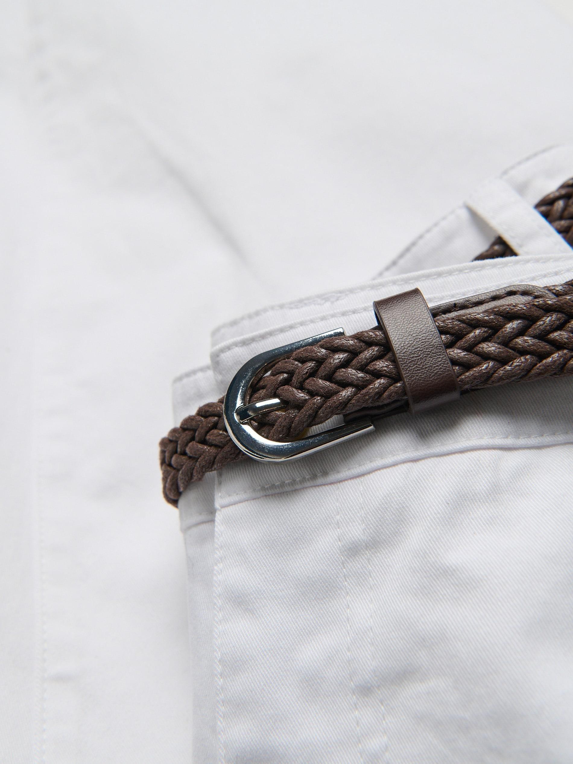 White Chino Trousers With Belt, White, large image number 1