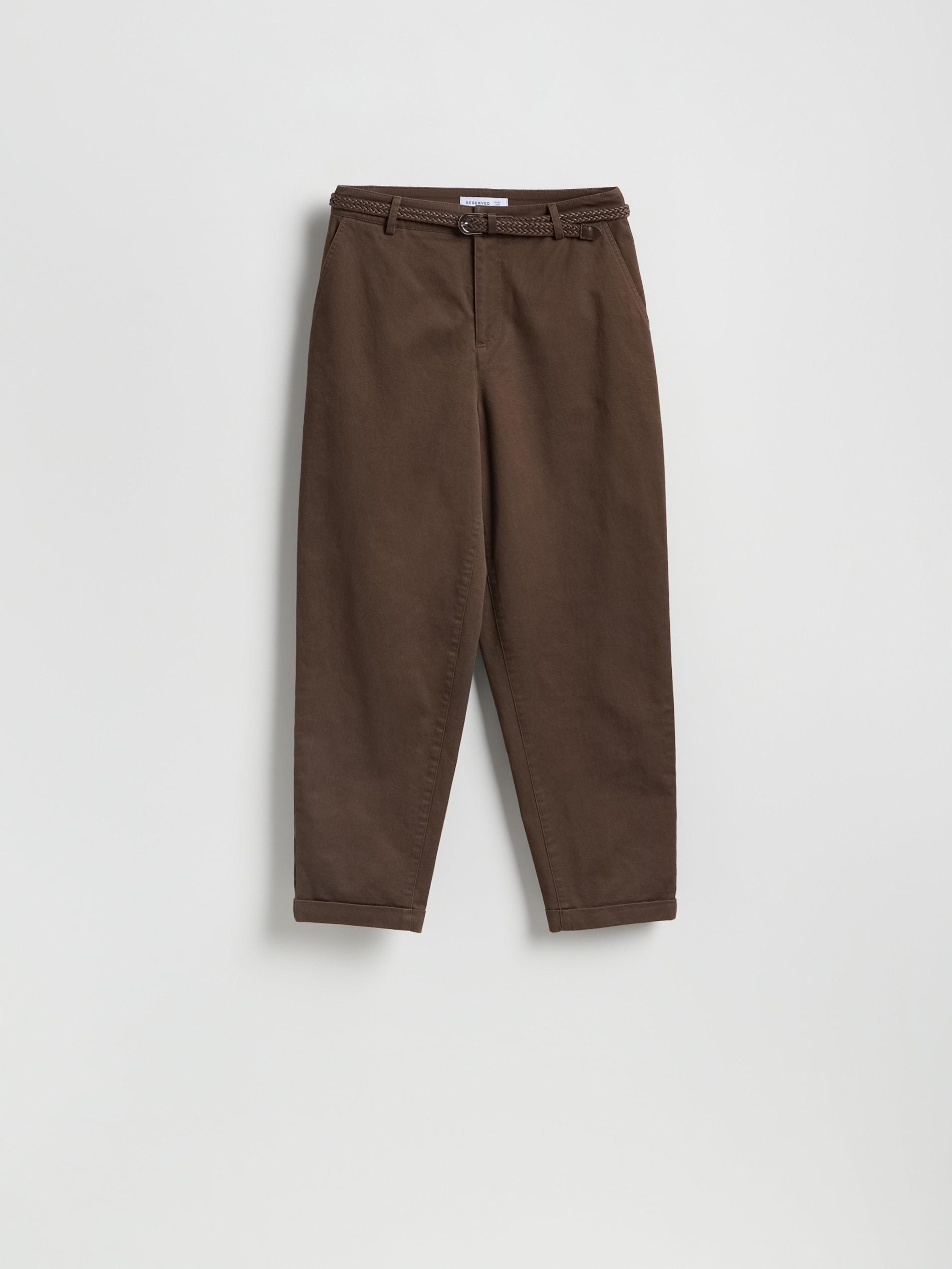 Brown Chino Trousers With Belt, Brown, medium