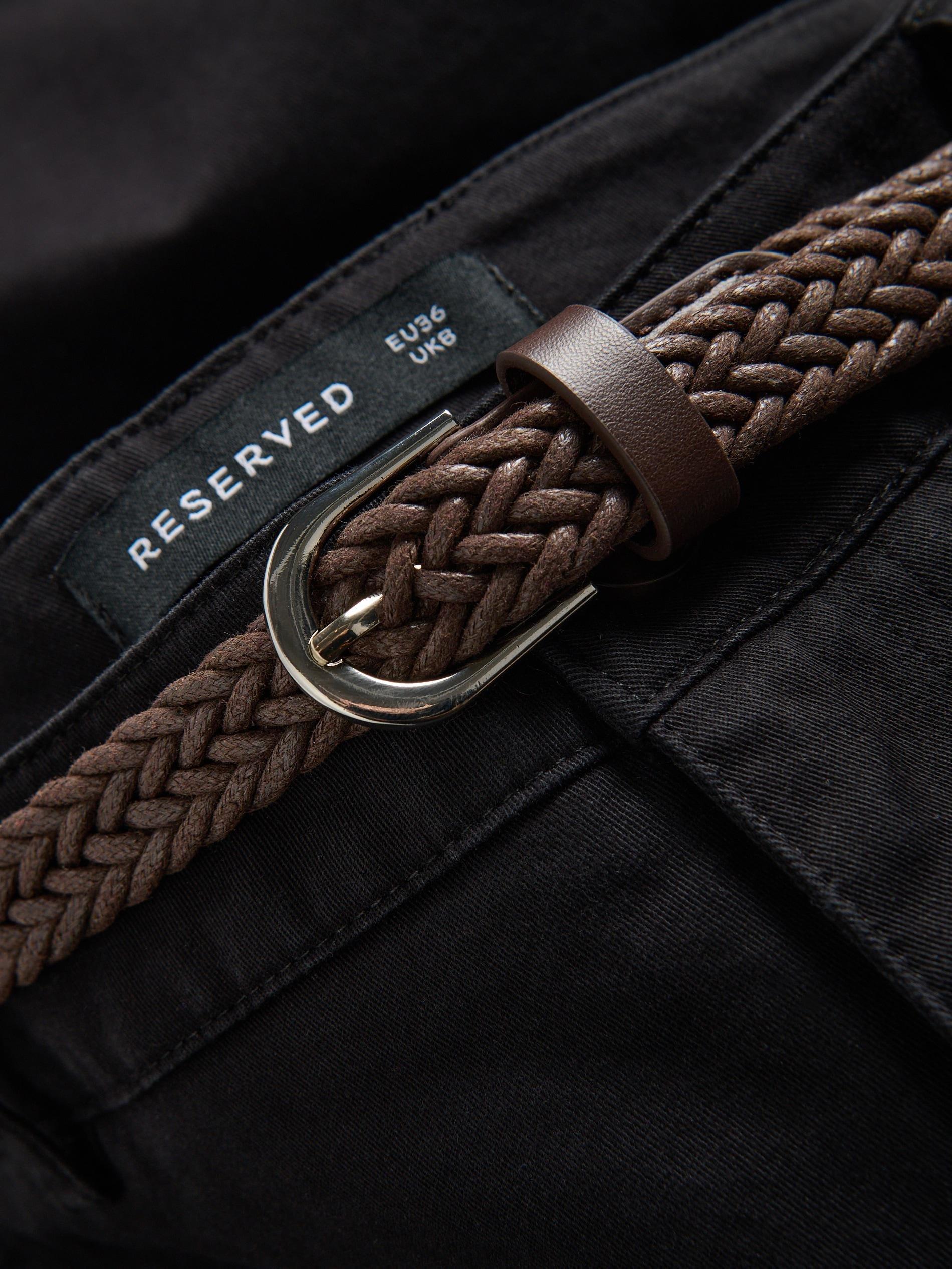 Black Chino Trousers With Belt, Black, large image number 1