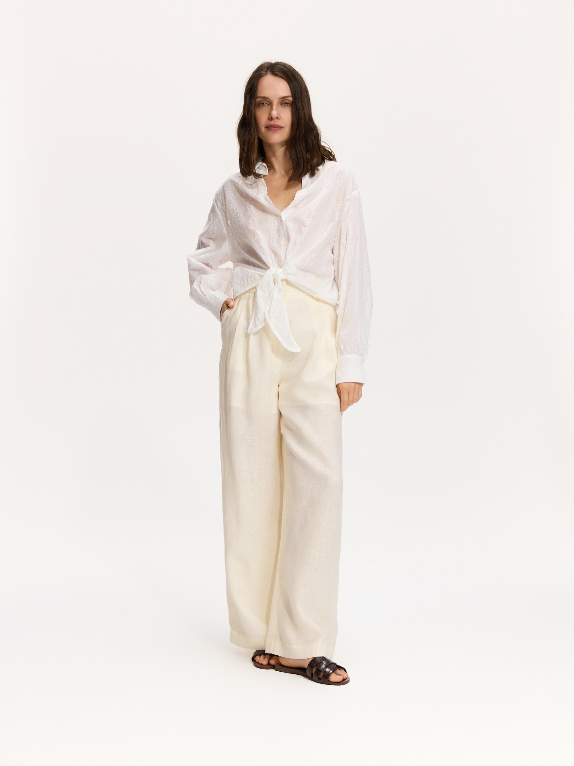 قميص مع رباط التفاصيل أبيض, White, medium