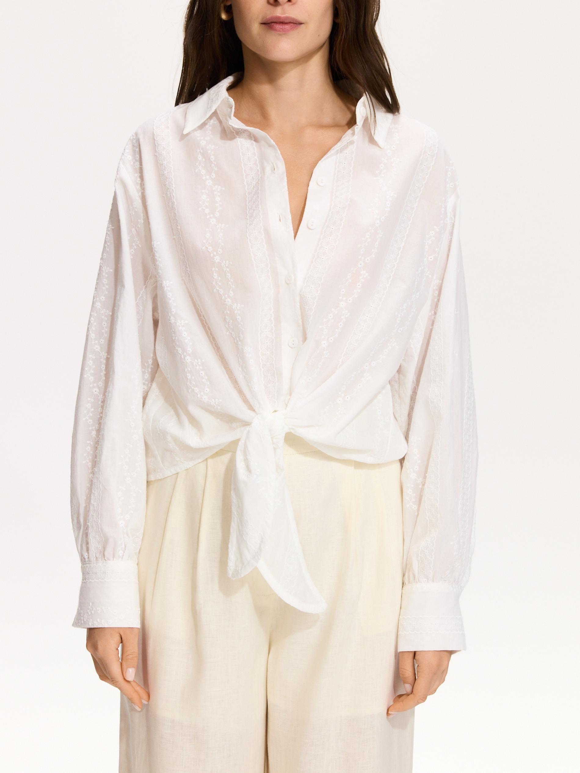 قميص مع رباط التفاصيل أبيض, White, medium