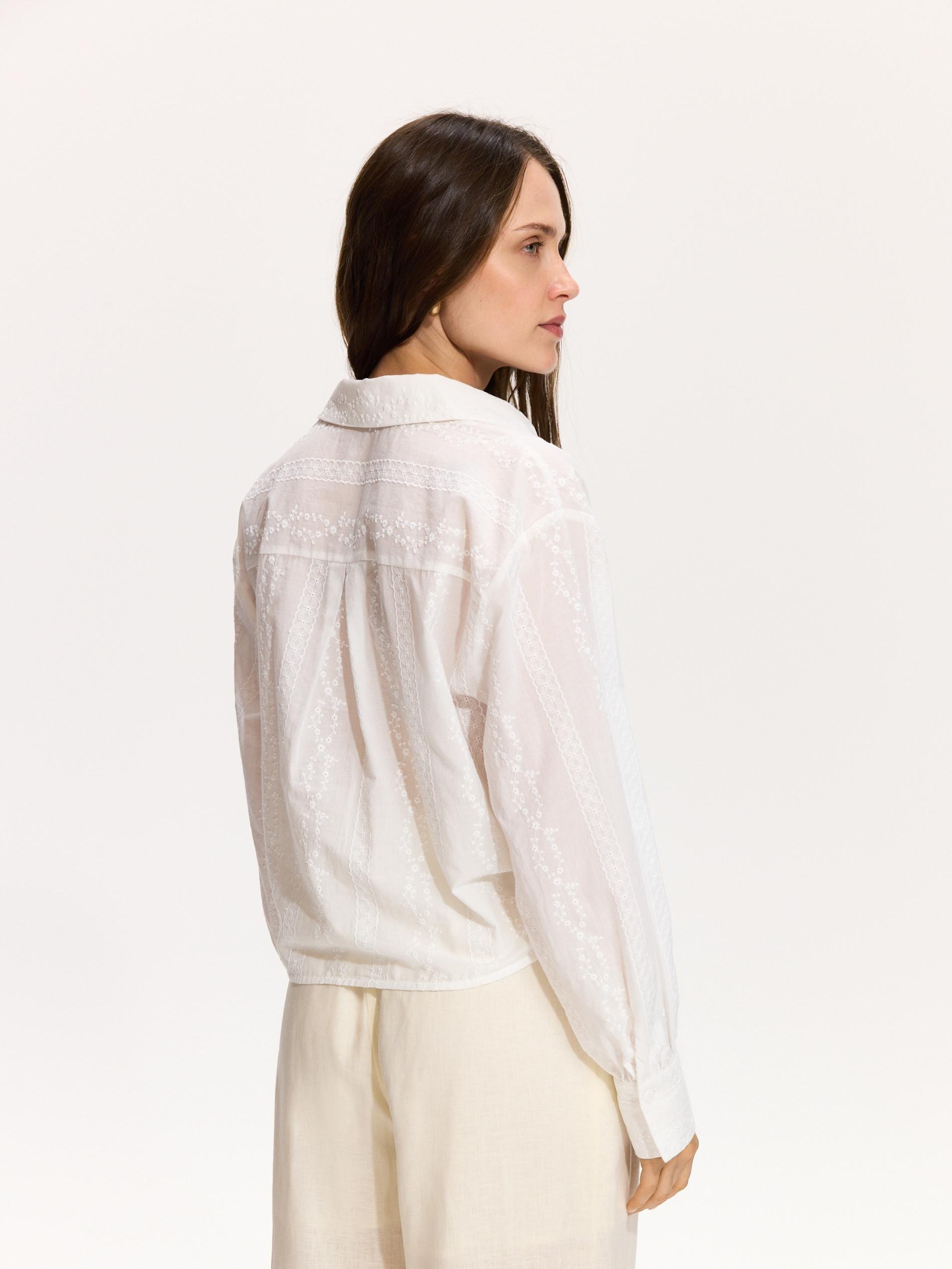 قميص مع رباط التفاصيل أبيض, White, large image number 3