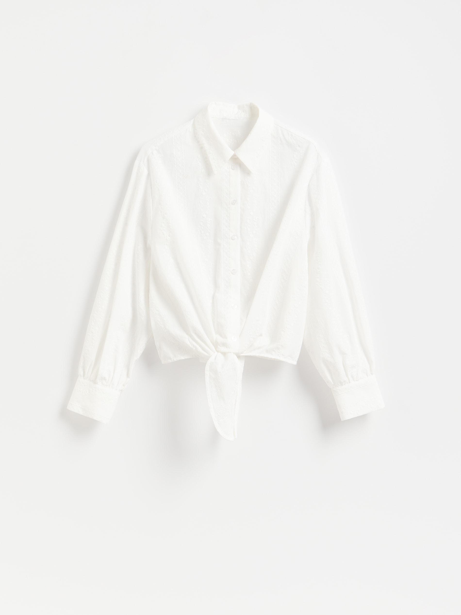 قميص مع رباط التفاصيل أبيض, White, large image number 4