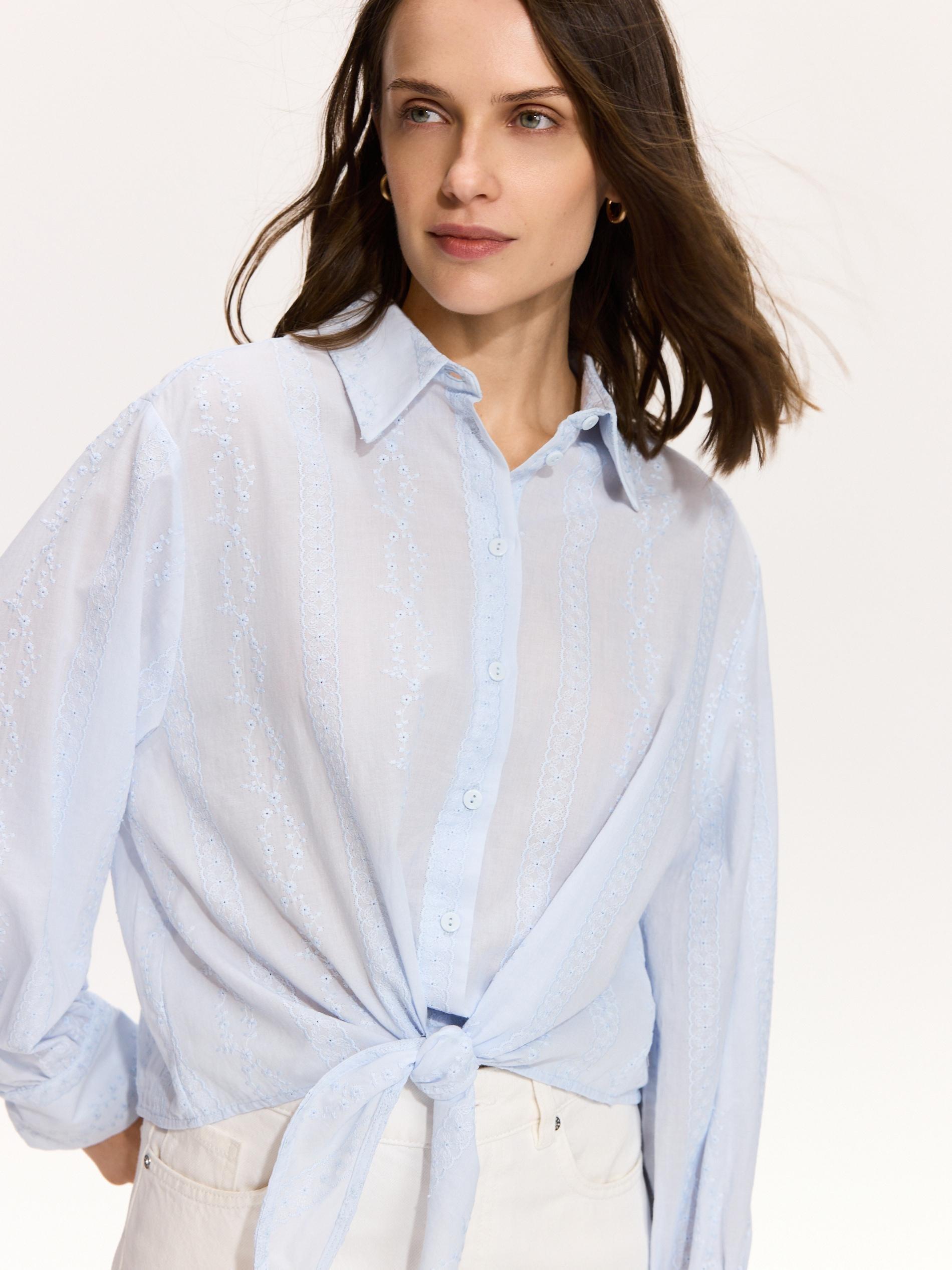 Blue Shirt With Tie Detail, Blue, medium