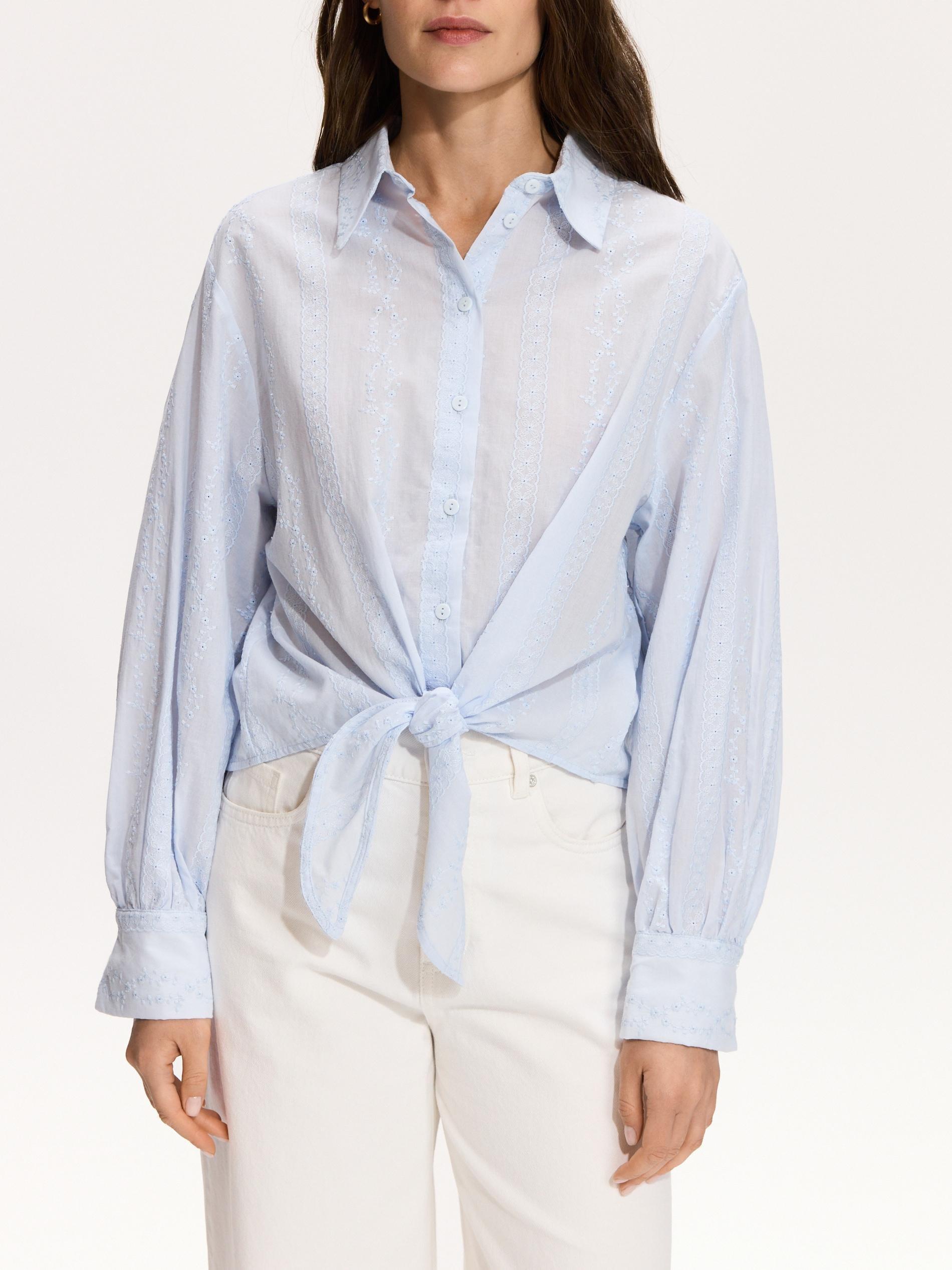 Blue Shirt With Tie Detail, Blue, medium