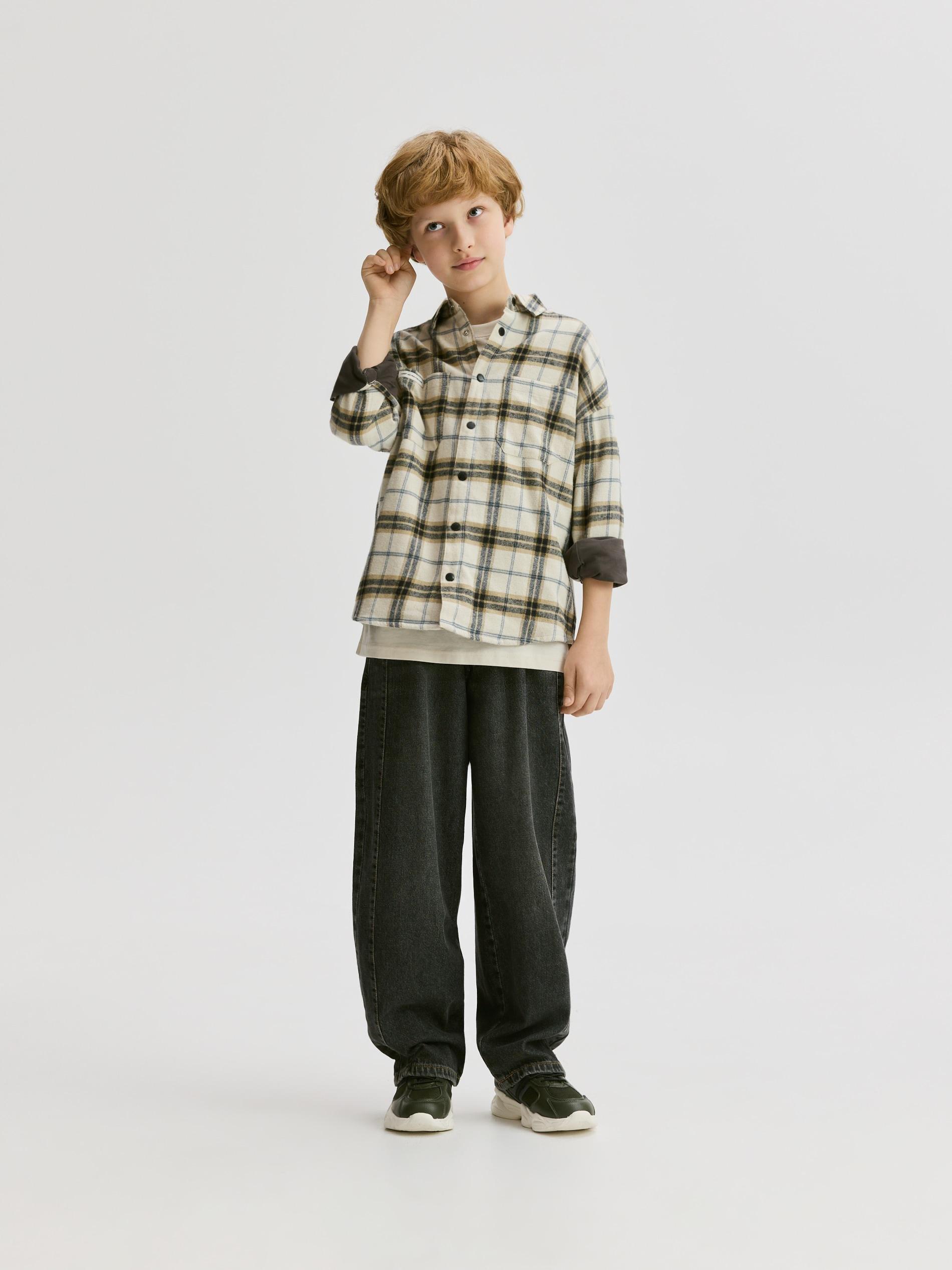 Beige Check Shirt, Beige, medium
