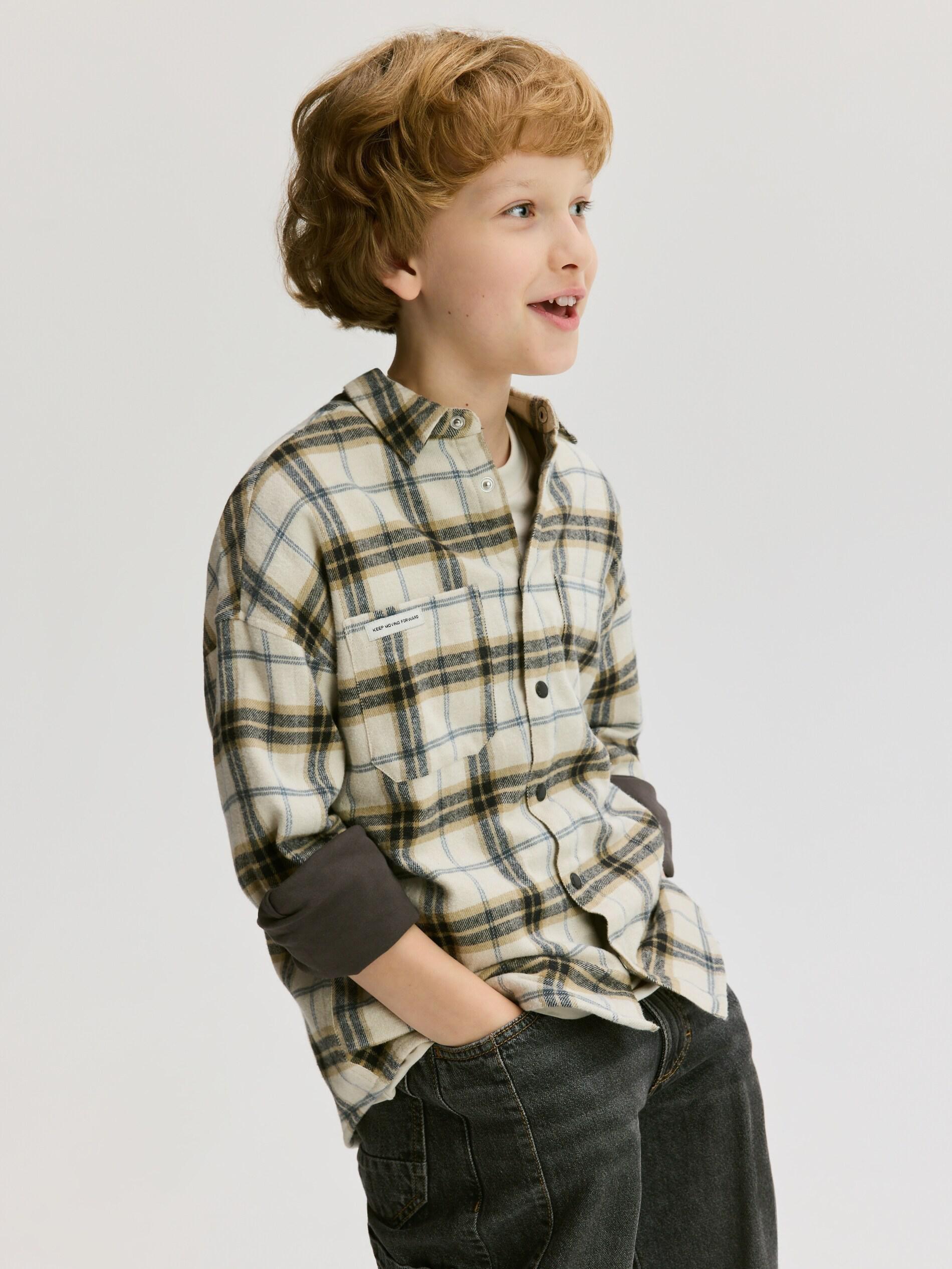 Beige Check Shirt, Beige, large image number 3