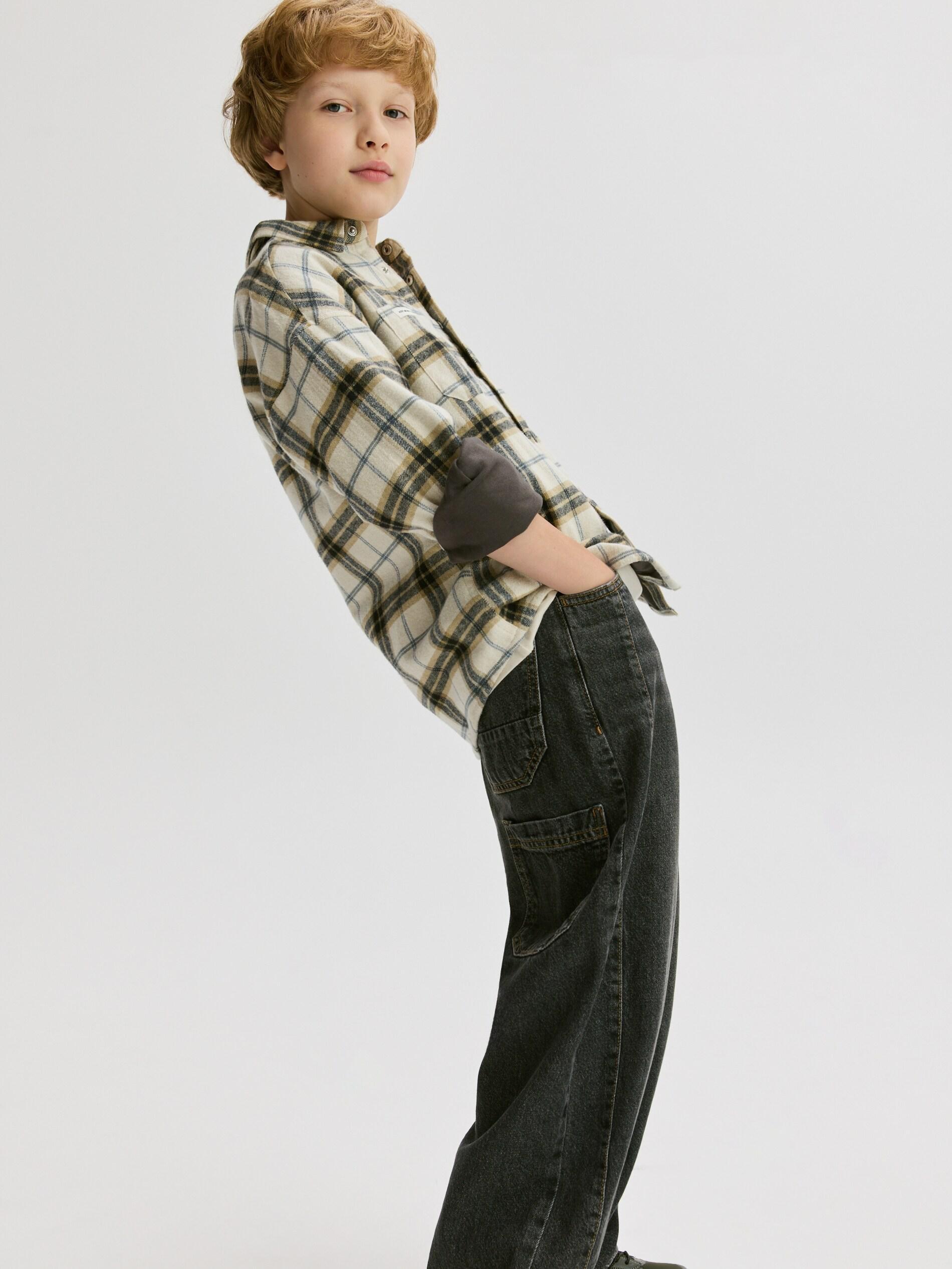 Beige Check Shirt, Beige, large image number 4