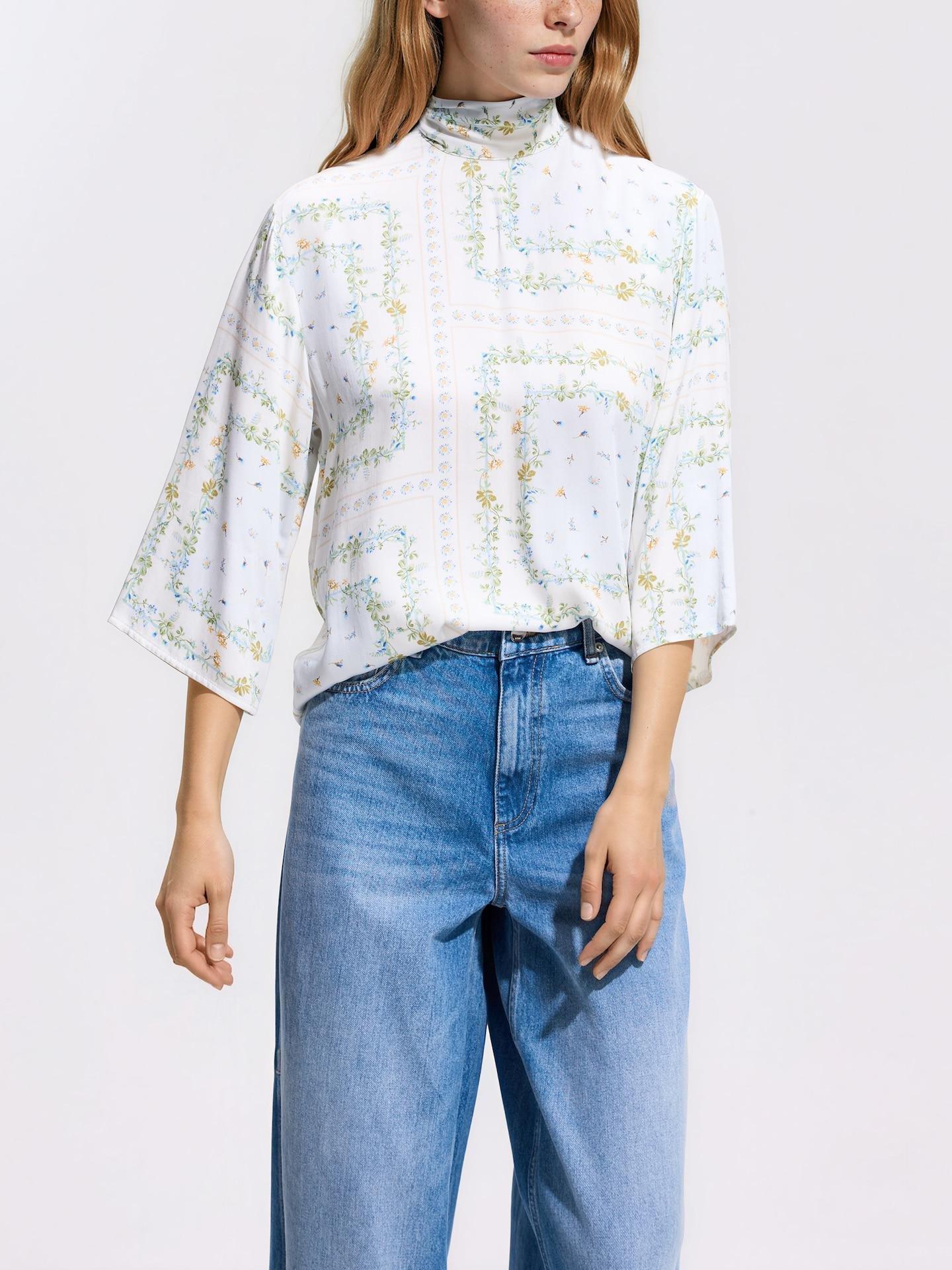Multicolour Patterned Viscose Blouse, Multicolor, medium