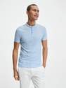 Reserved - Light Blue Slim Fit Polo Shirt With Low Stand Up Collar