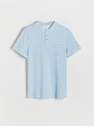 Reserved - Blue Slim fit polo shirt with low stand up collar
