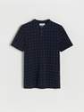 Reserved - Navy Slim fit polo shirt with low stand up collar