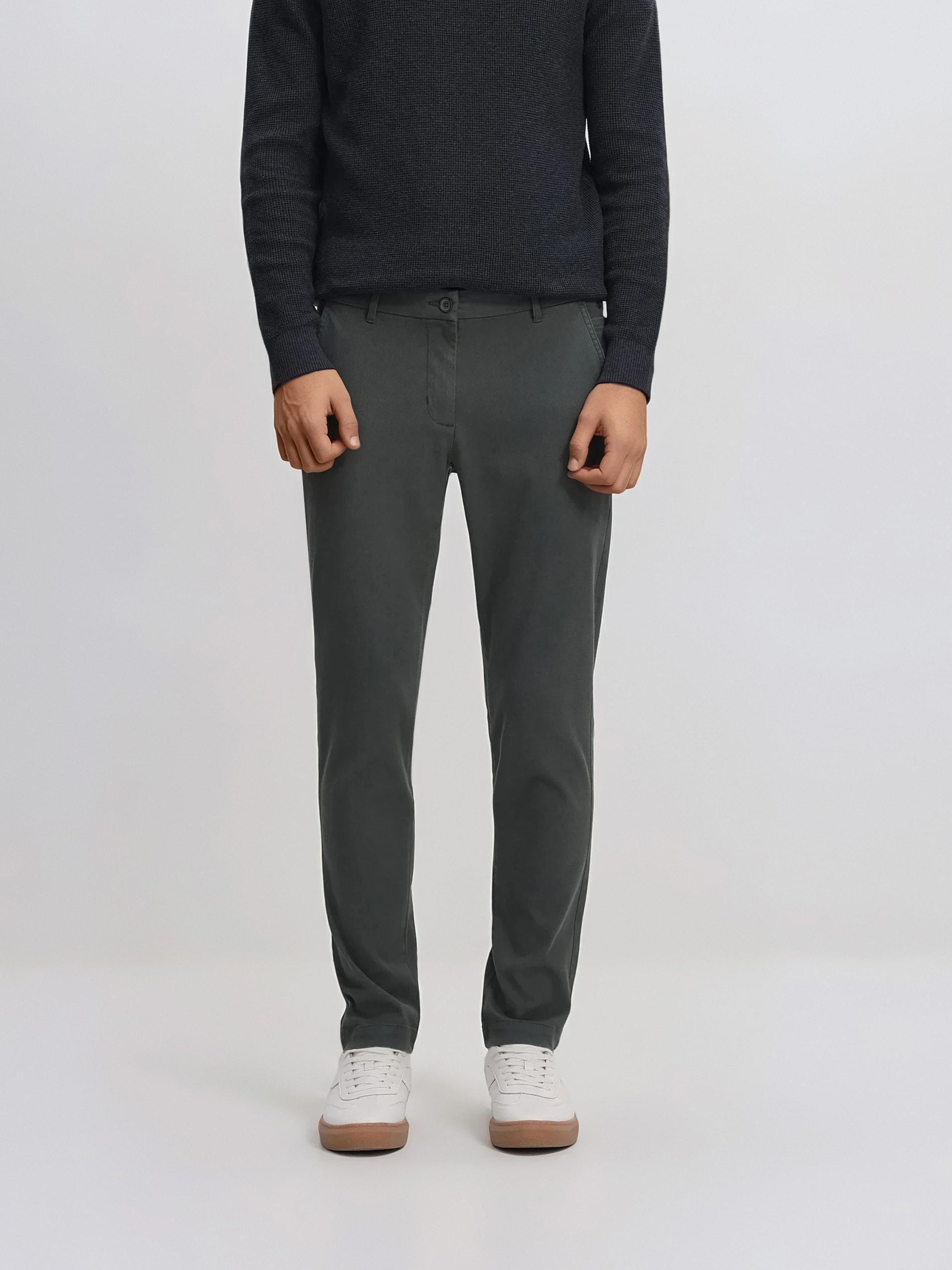 Steel Green Chino Slim Fit Trousers, Green, large image number 0