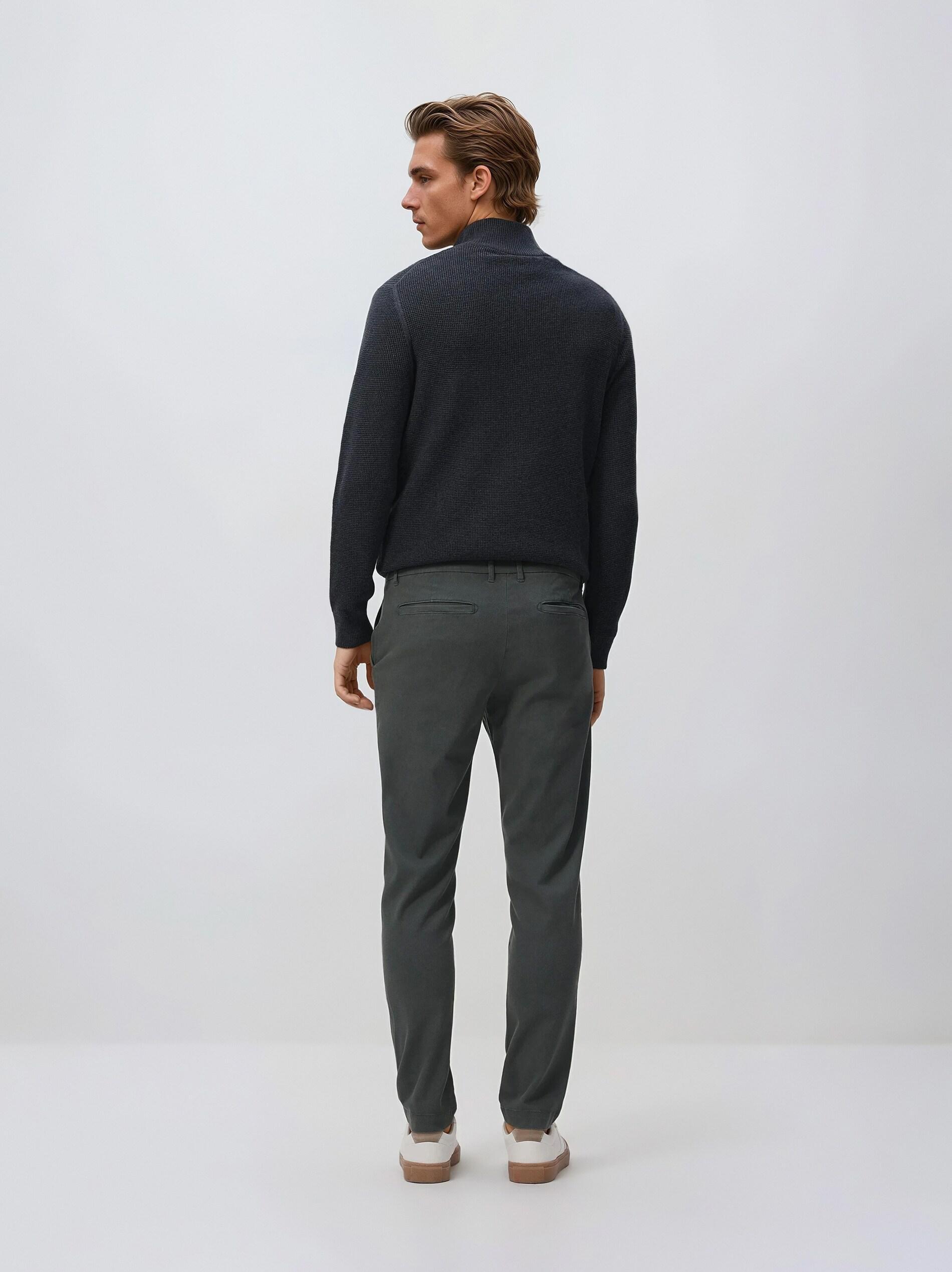 Steel Green Chino Slim Fit Trousers, Green, large image number 2