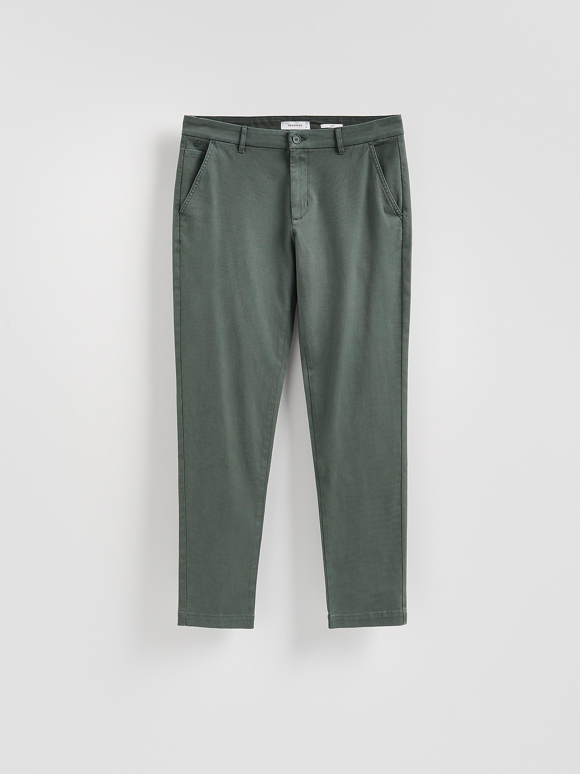 Steel Green Chino Slim Fit Trousers, Green, large image number 3