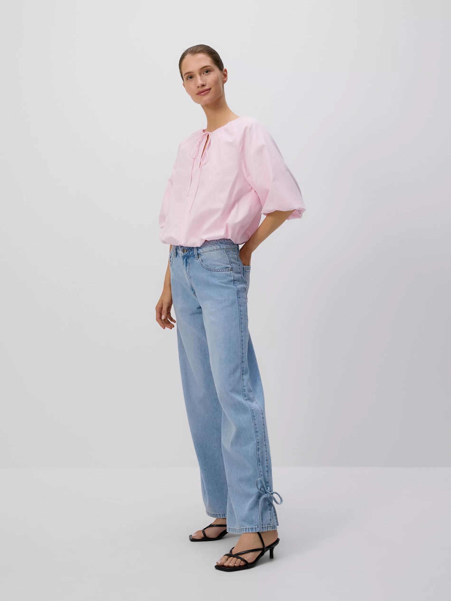 PINK Cotton blouse with tie detail, Pink, medium