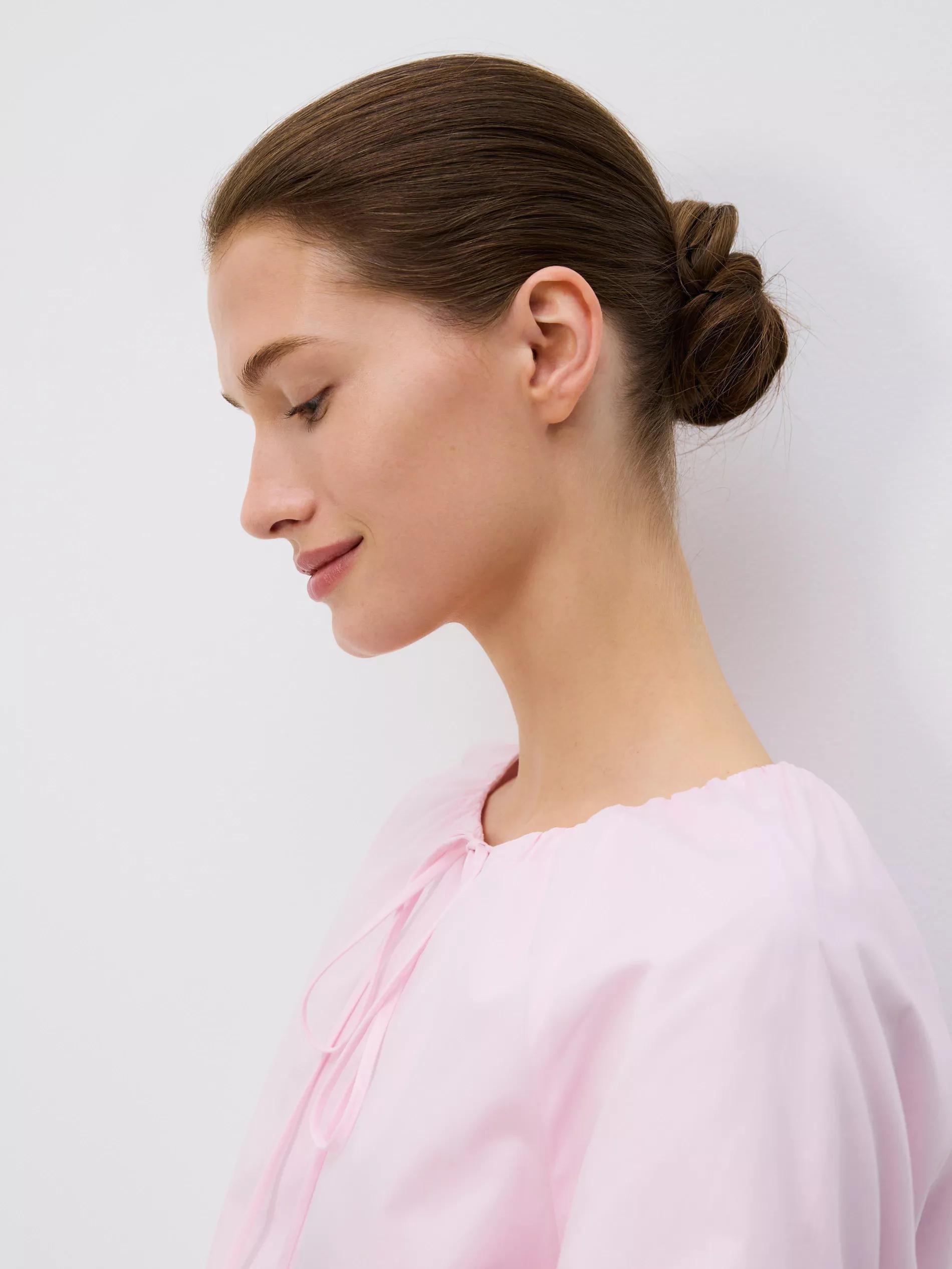 PINK Cotton blouse with tie detail, Pink, medium