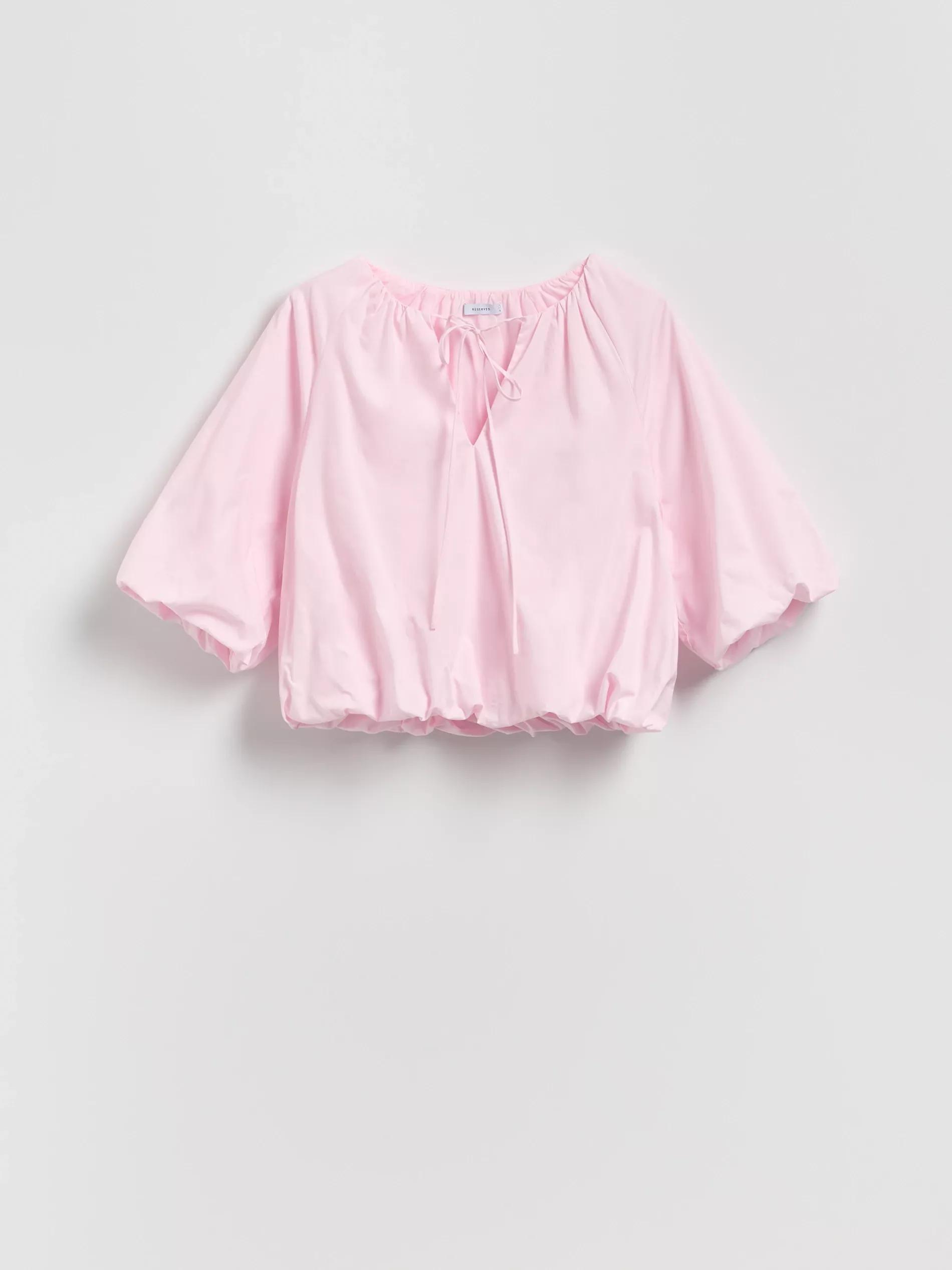PINK Cotton blouse with tie detail, Pink, large image number 4