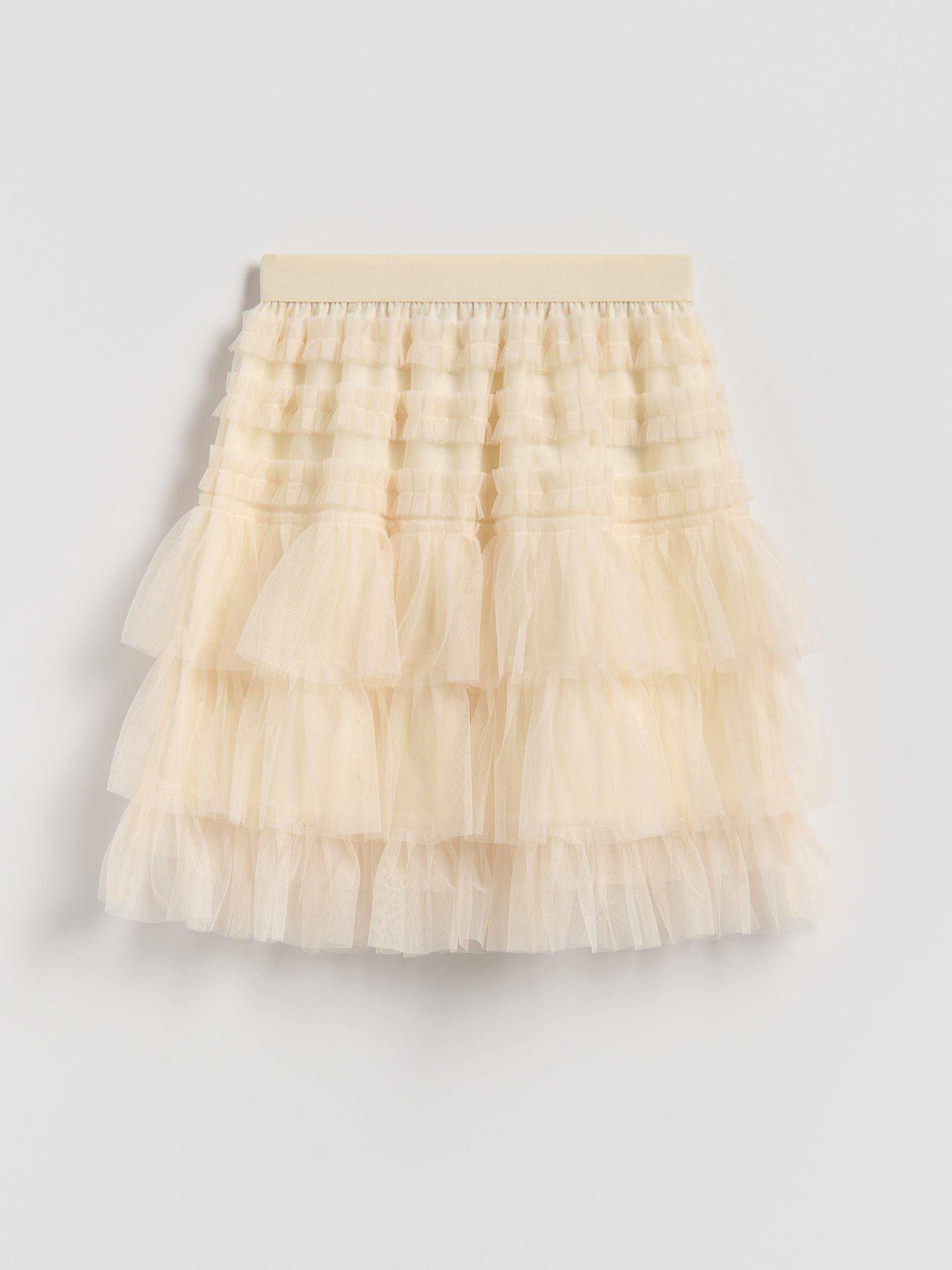 Beige Tulle Skirt, Ivory, medium
