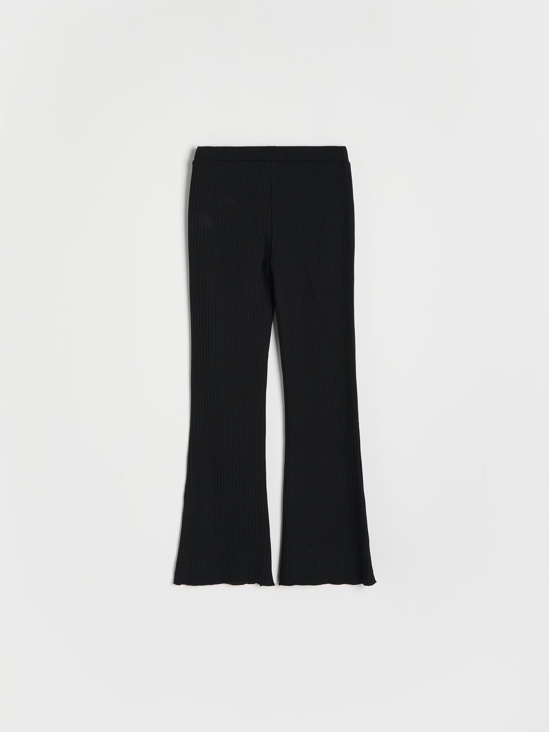 Black Rib Knit Flare Trousers, Kids Girls, , large image number 4