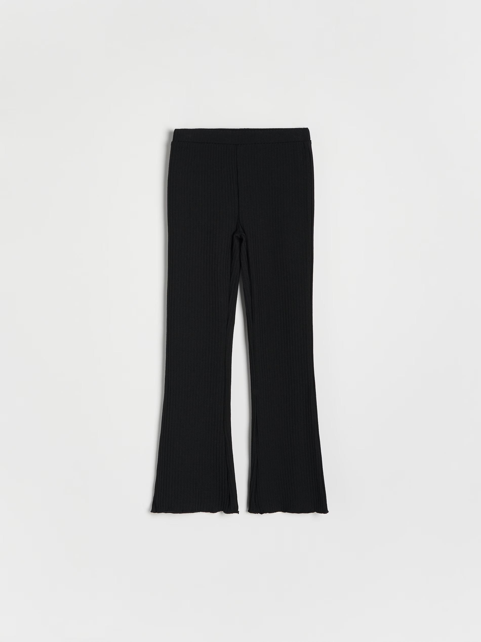 Black Rib Knit Flare Trousers, Kids Girls, , large image number 7