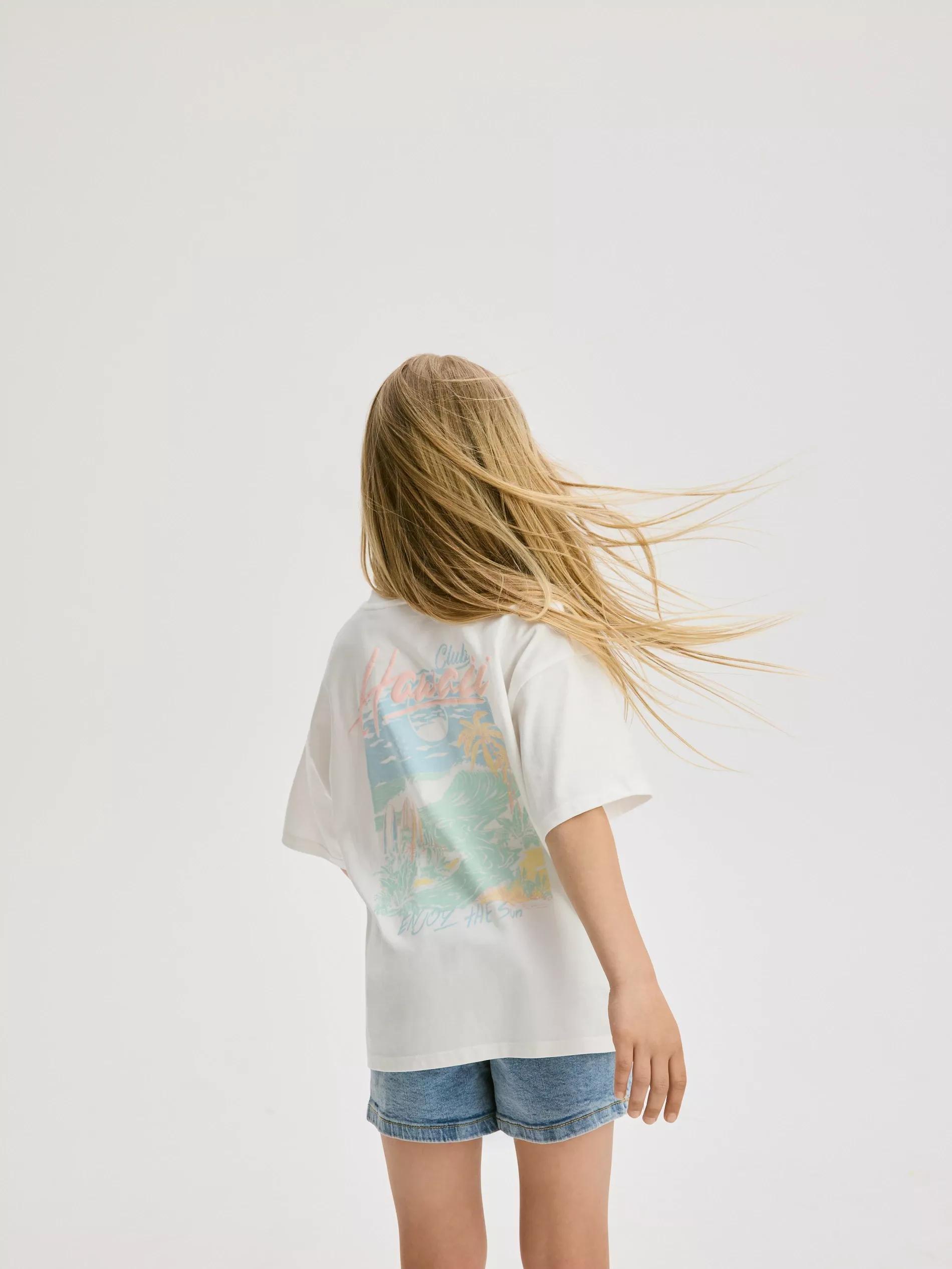 Cream Back Print T-Shirt, , large image number 5