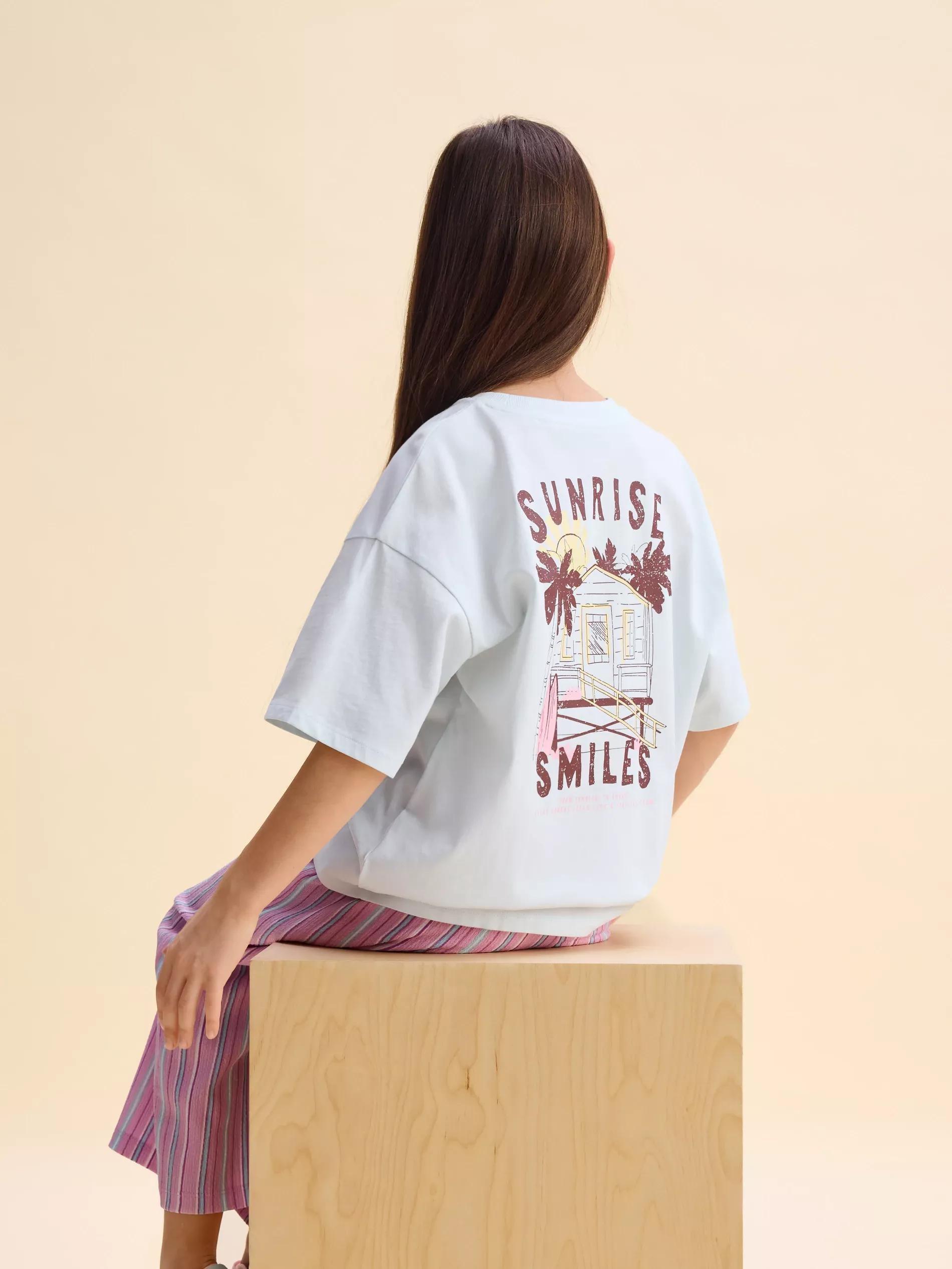 Turquoise Back Print T-Shirt, , large image number 0