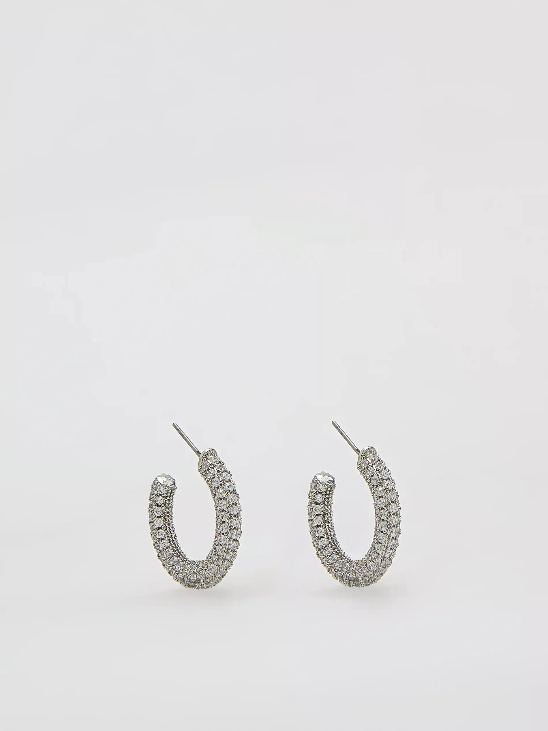 Silver Earrings With Cubic Zirconias, Silver, large image number 1