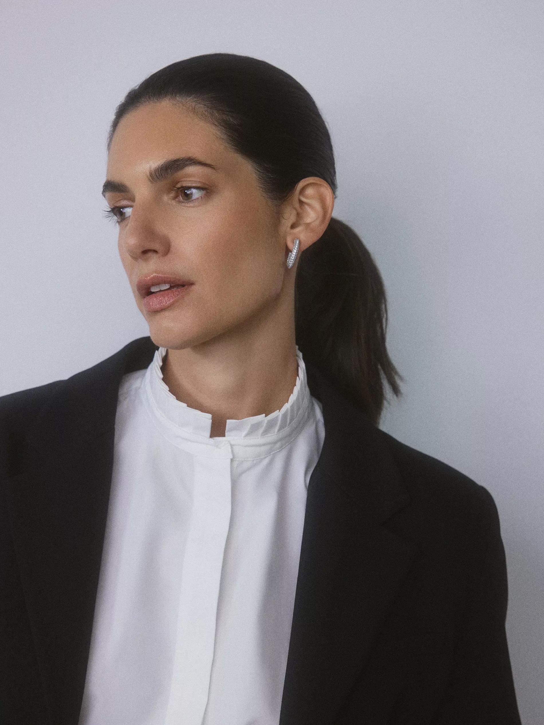 Silver Earrings With Cubic Zirconias, Silver, large image number 3