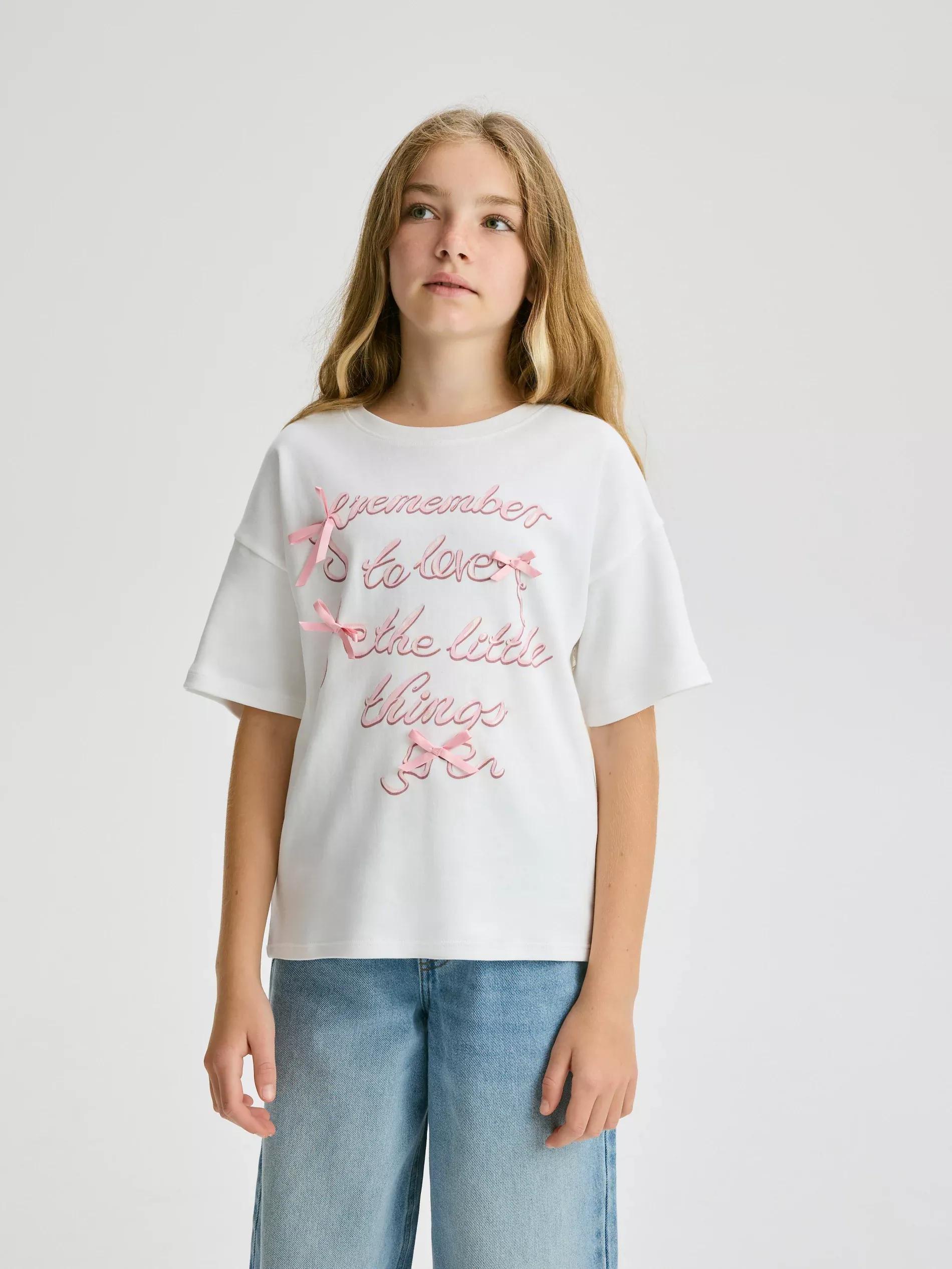 CREAM T-shirt with appliquأ©, Ivory, large image number 2