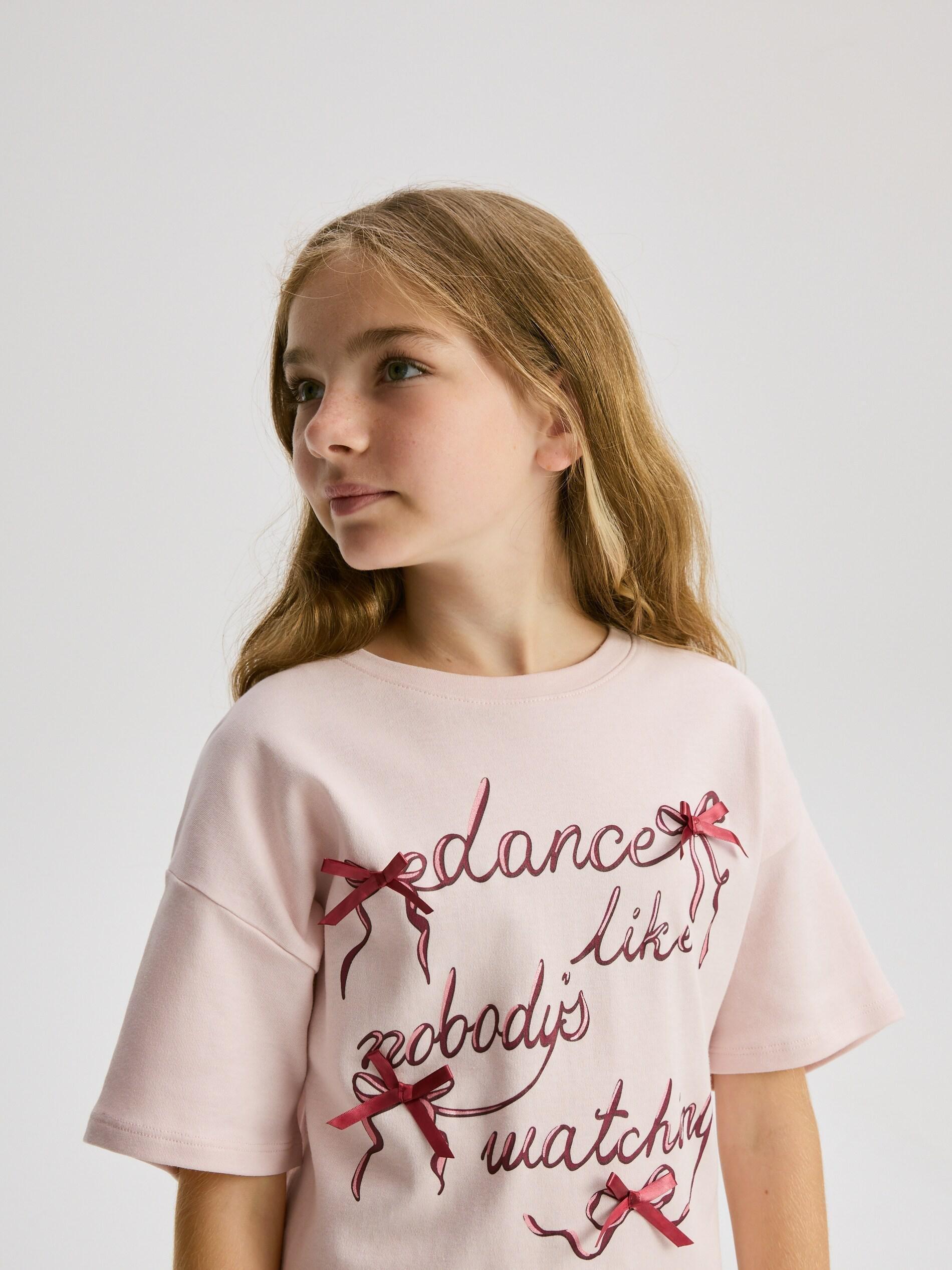 PASTEL PINK T-shirt with appliquأ©, Pink, medium