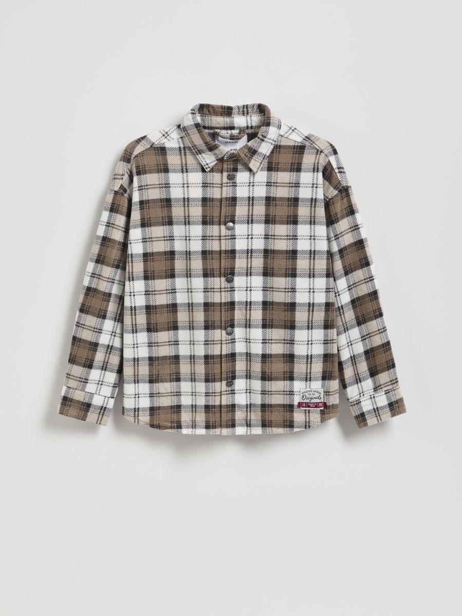 Beige Check Shirt, Beige, large image number 0