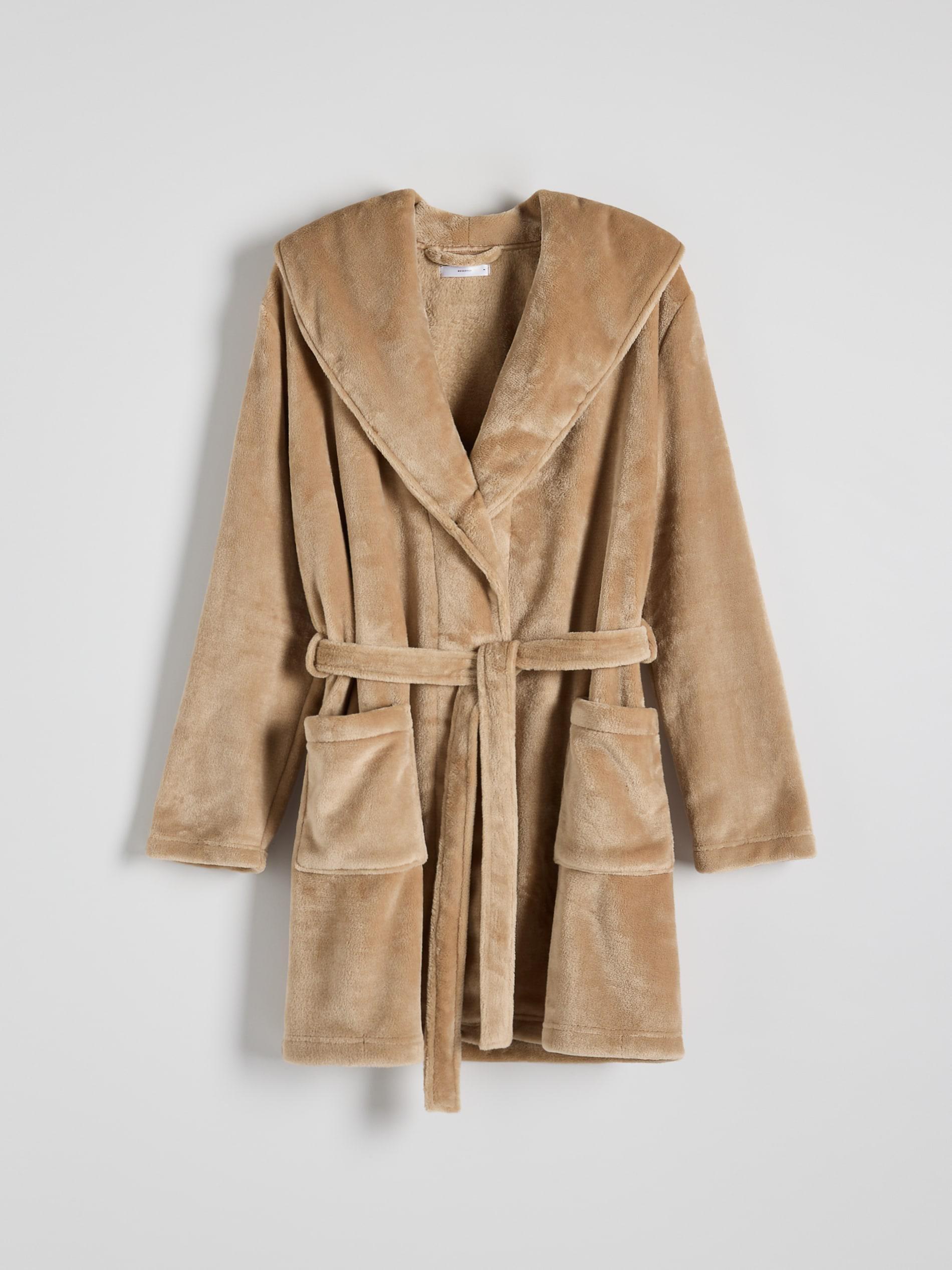 Beige Dressing Gown With Tie Belt, , large image number 2