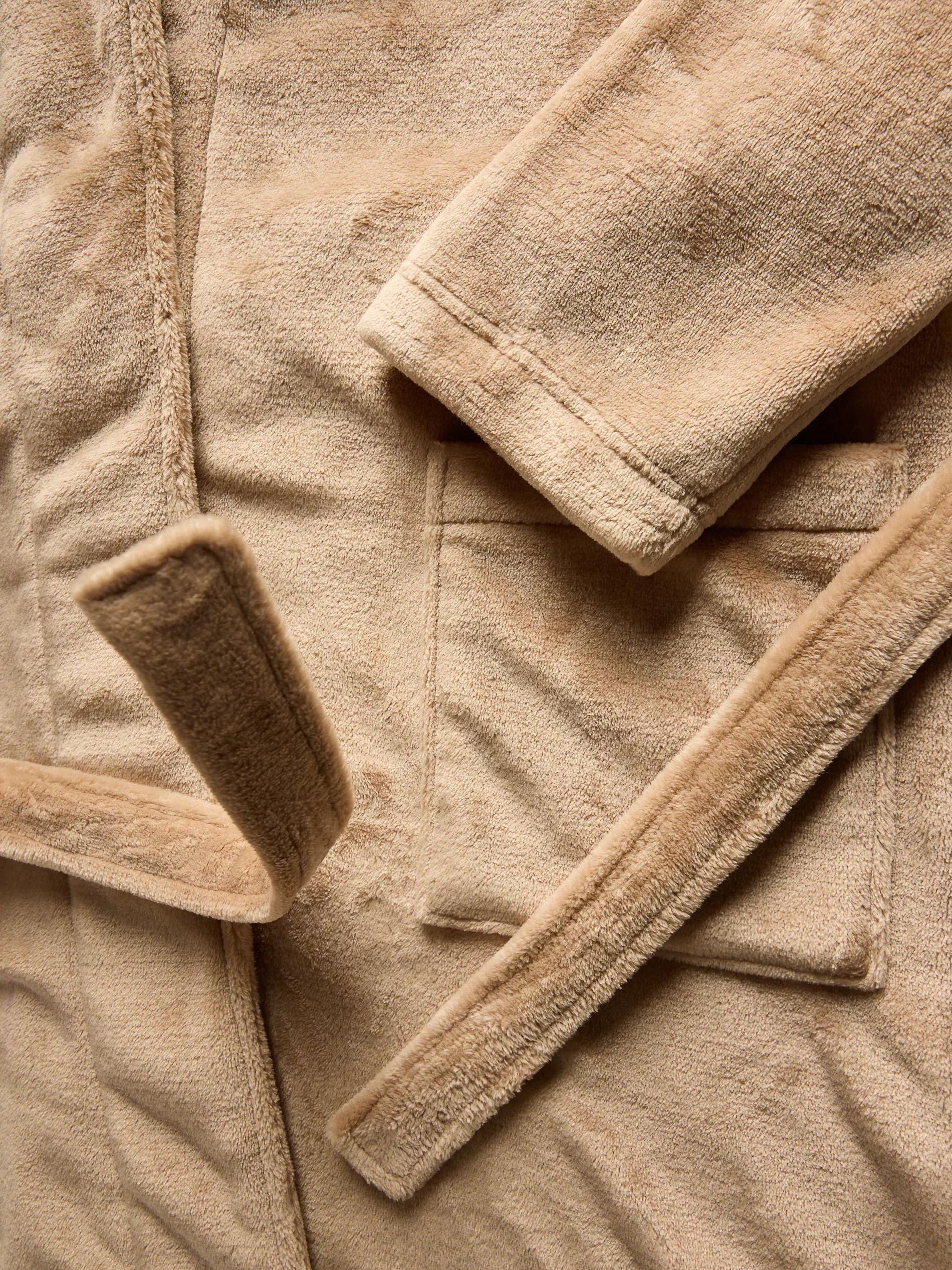 Beige Dressing Gown With Tie Belt, , large image number 3